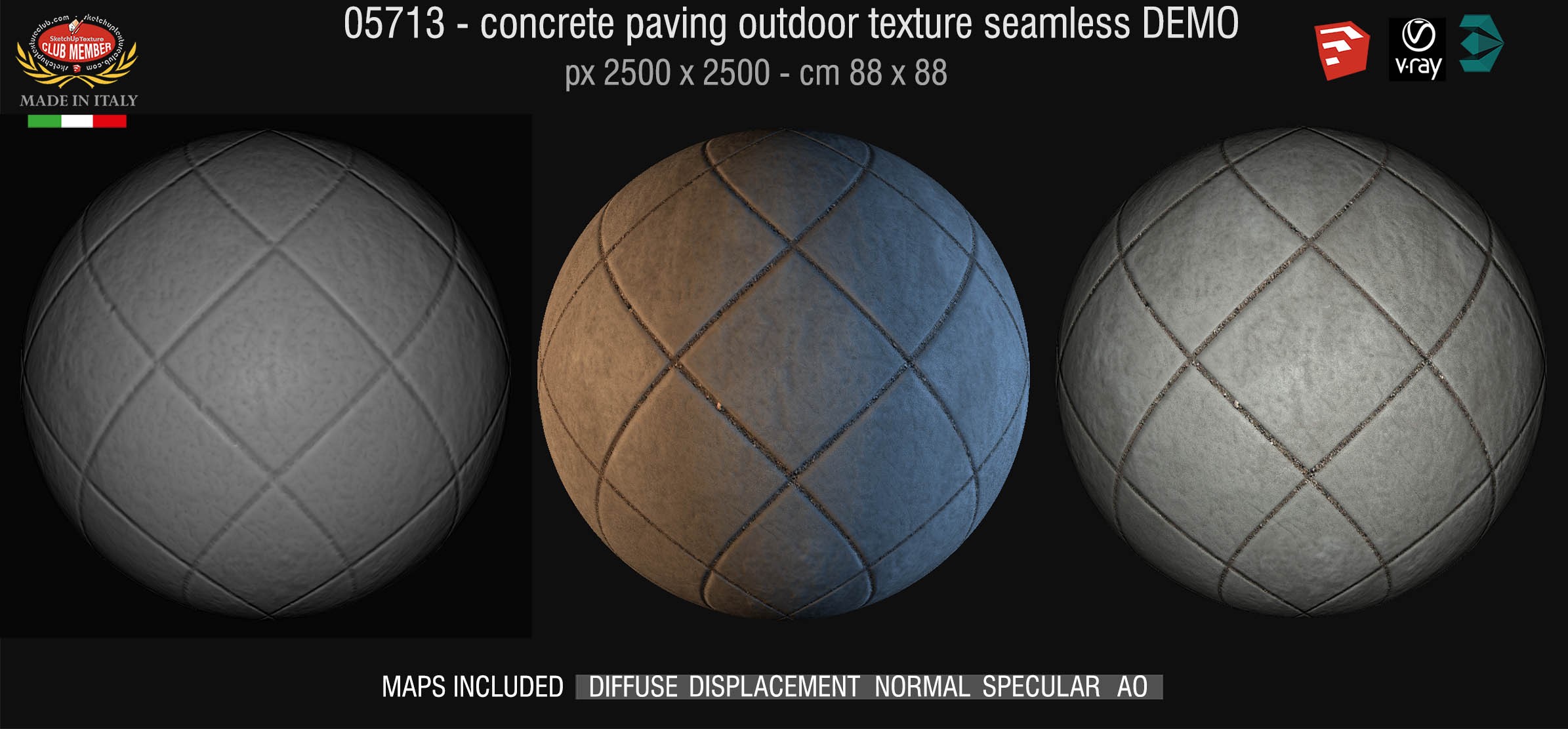 05713 HR Paving outdoor concrete regular block texture + maps DEMO