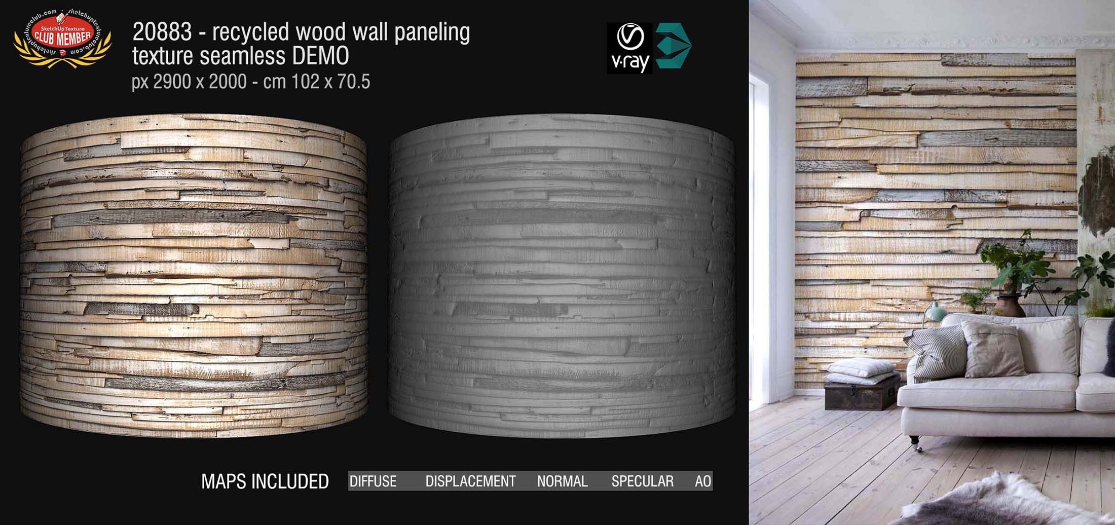 20883 Recycled wood wall paneling PBR texture seamless DEMO