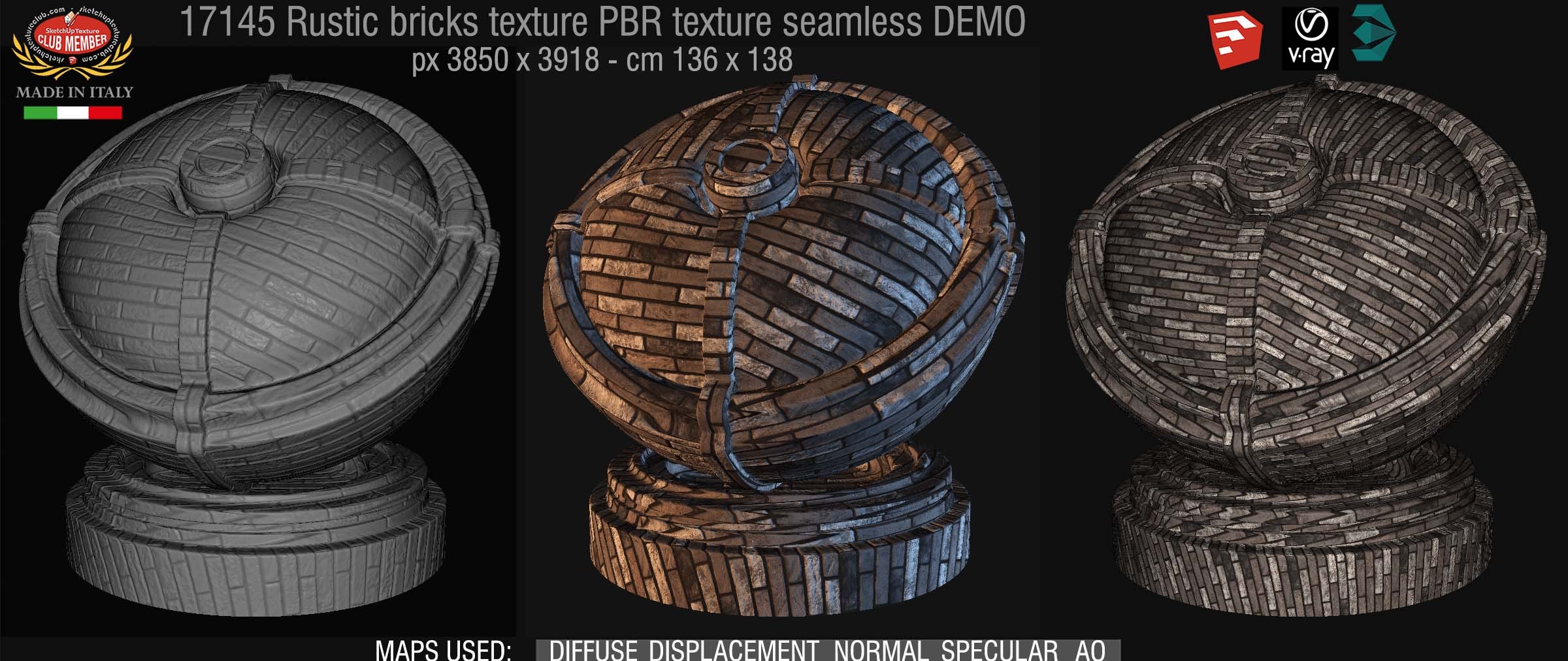 17145 Rustic bricks PBR texture seamless DEMO