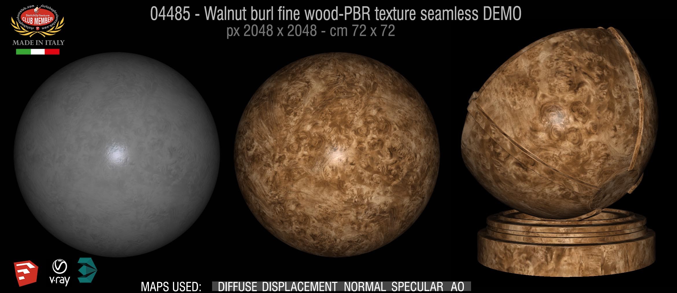 04485 Walnut burl fine wood-PBR texture seamless DEMO