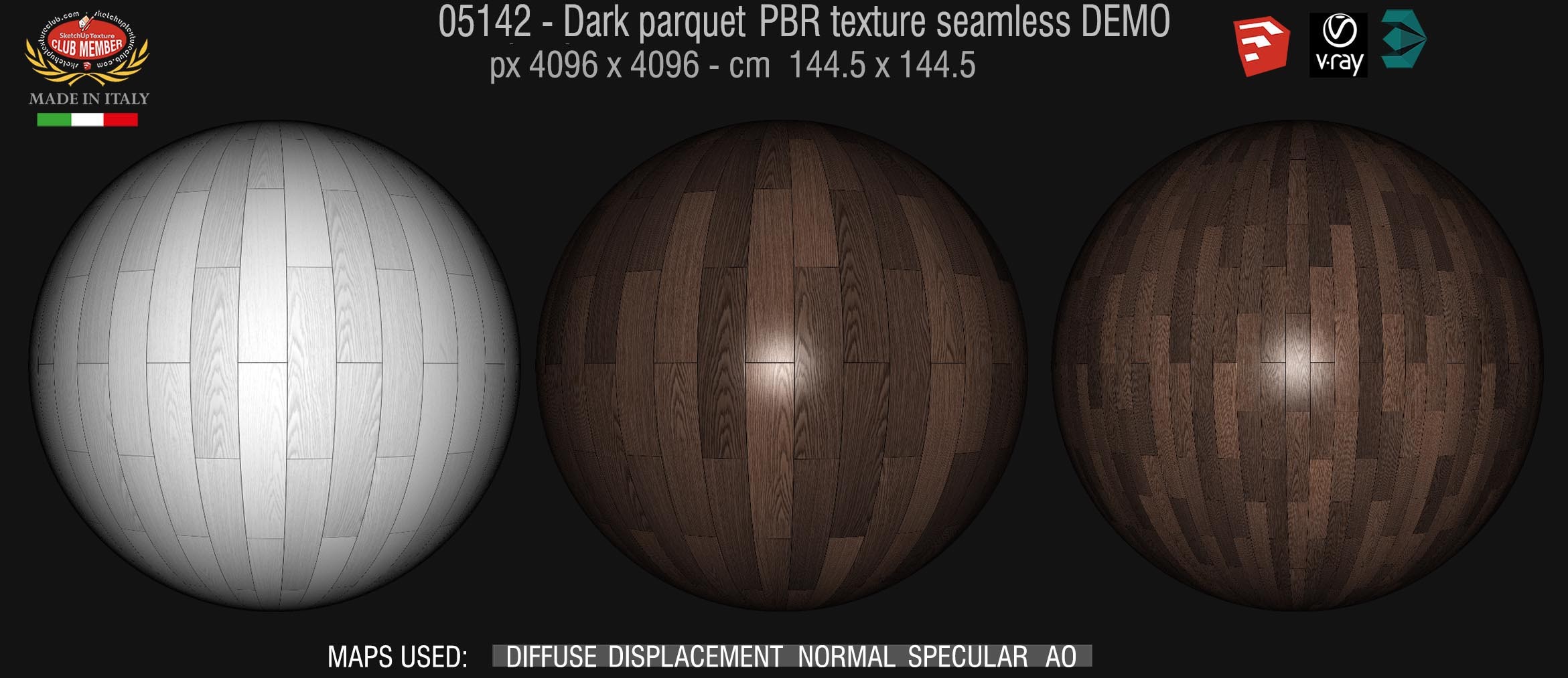 05142 Dark parquet PBR texture seamless DEMO