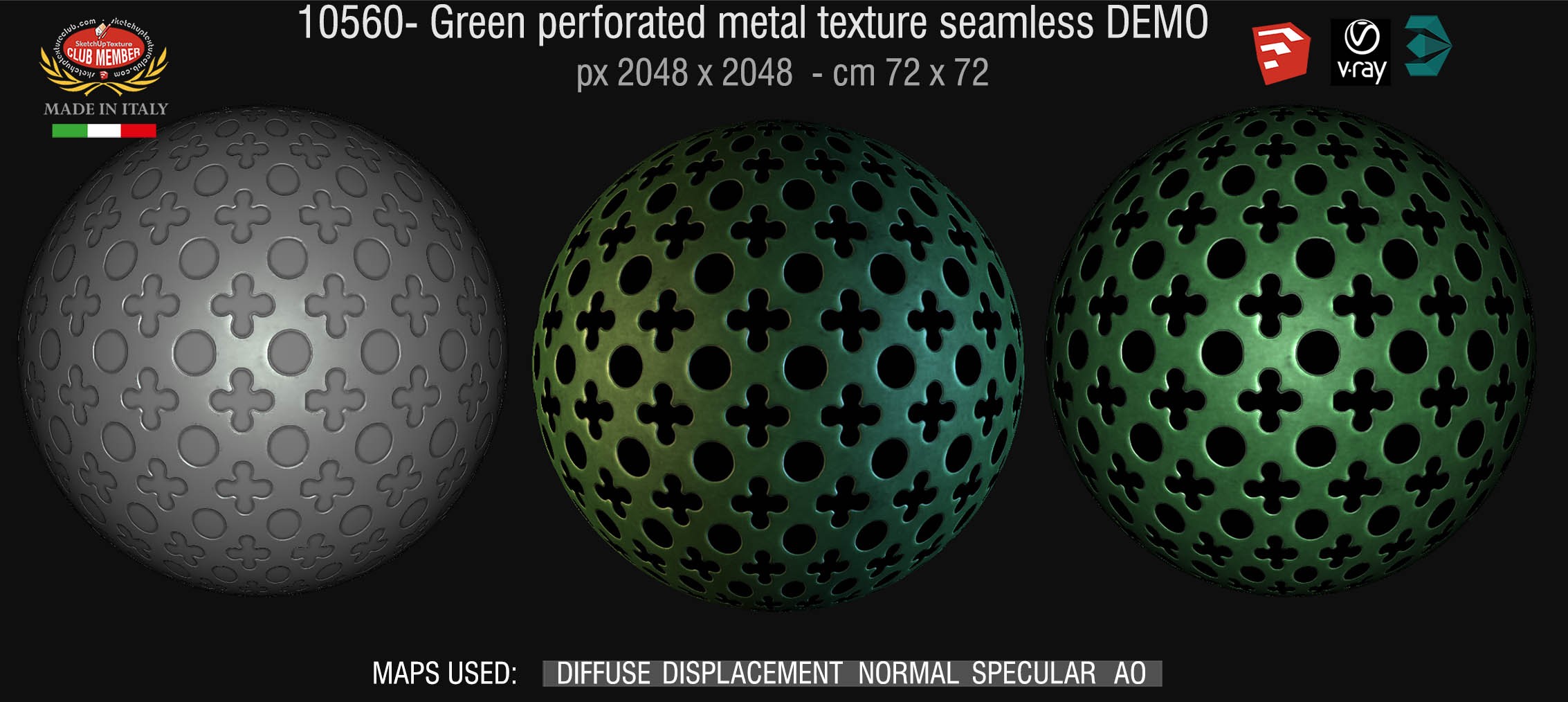 10560 HR Green perforated metal texture seamless + maps DEMO