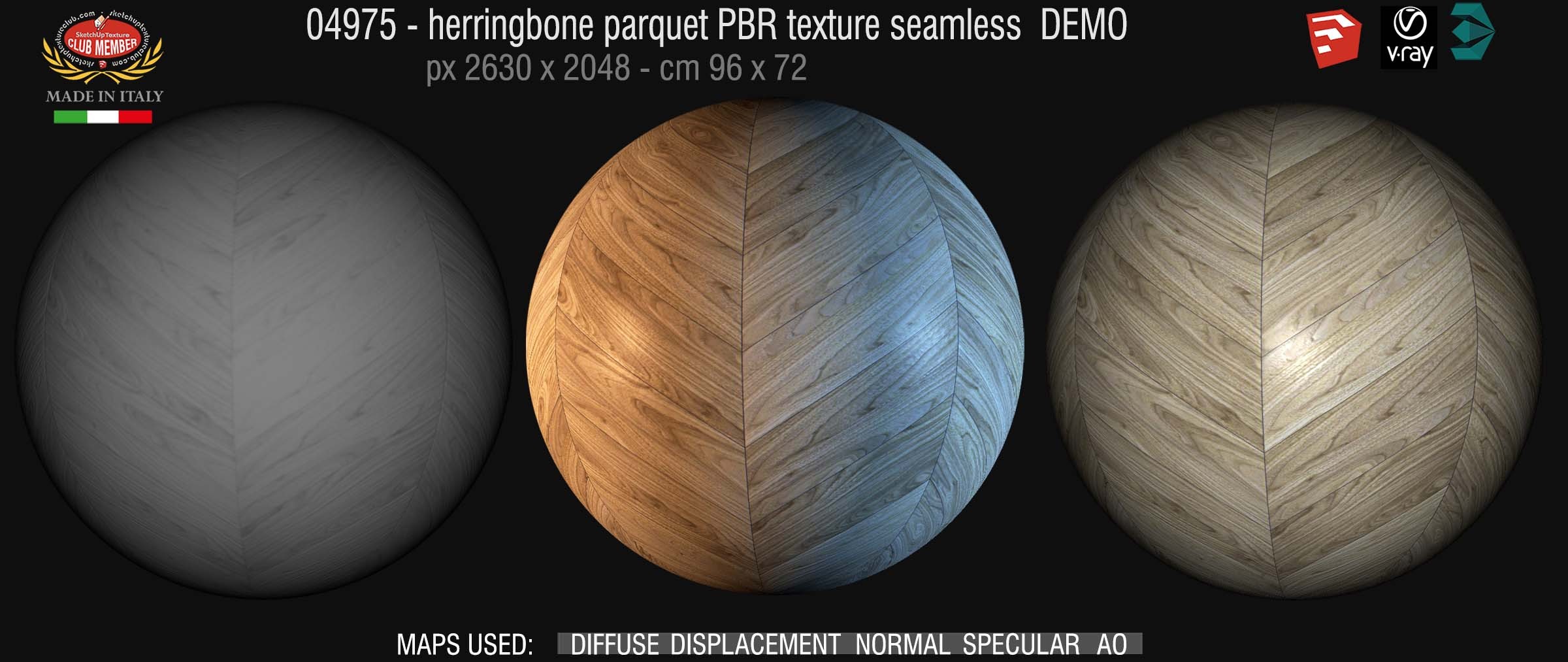 04975 Herringbone parquet PBR texture seamless DEMO