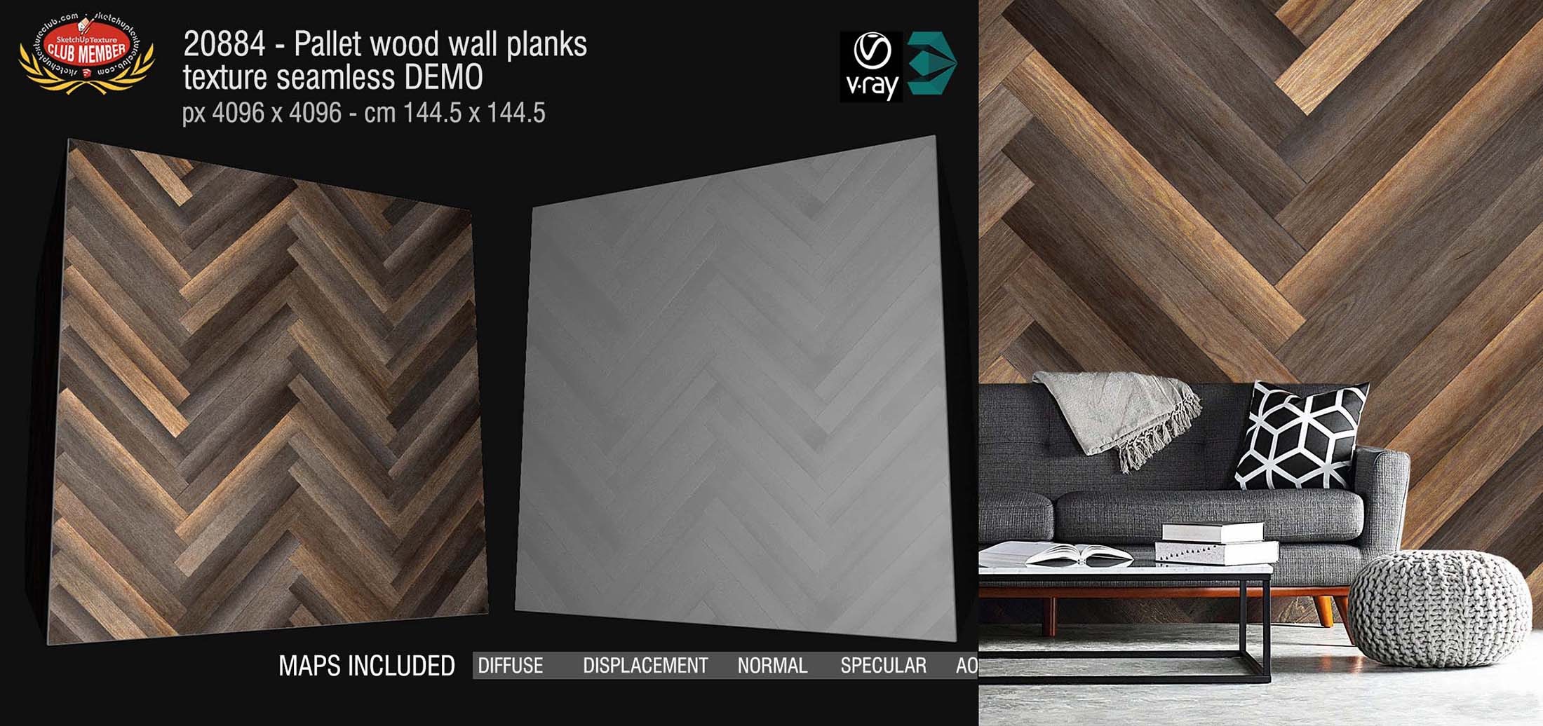 20884 Pallet wood wall planks PBR texture seamless DEMO