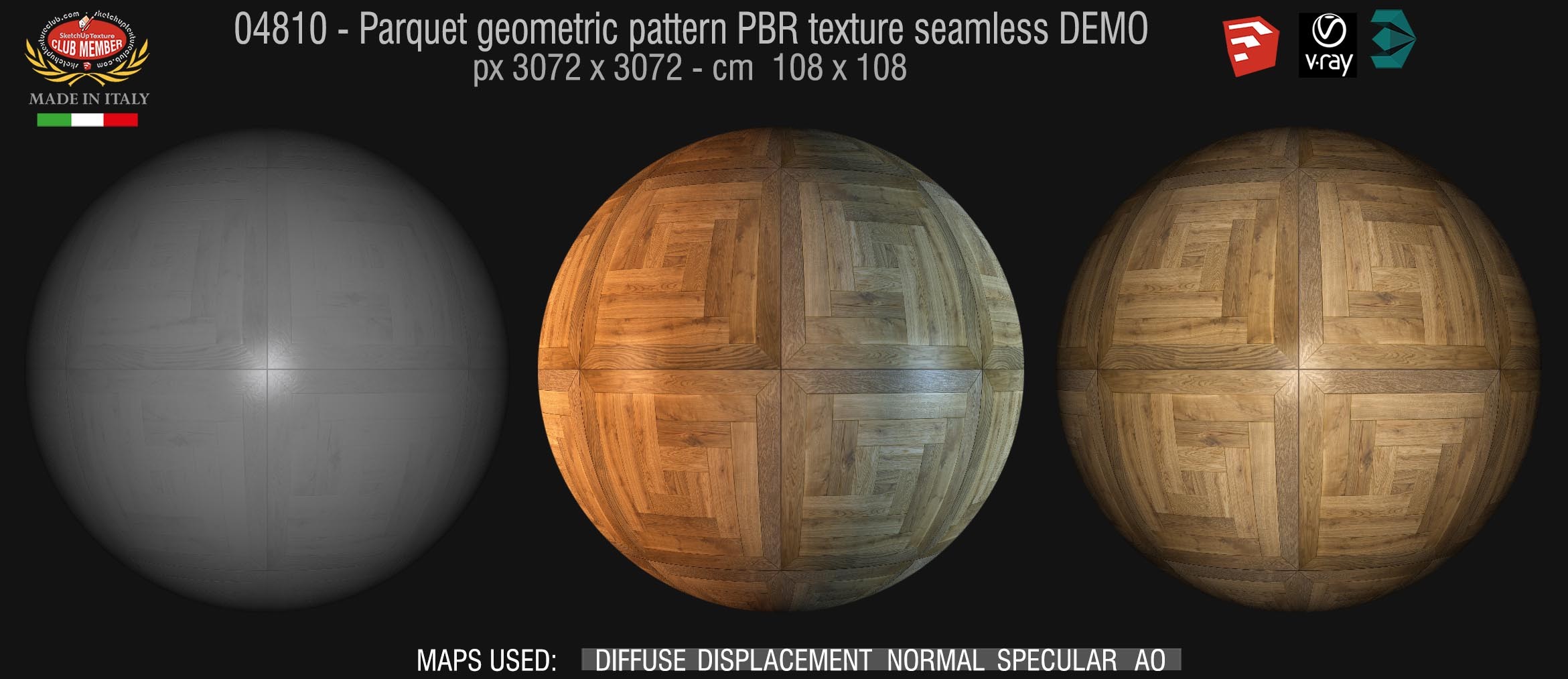 04810 Parquet geometric pattern PBR texture seamless DEMO