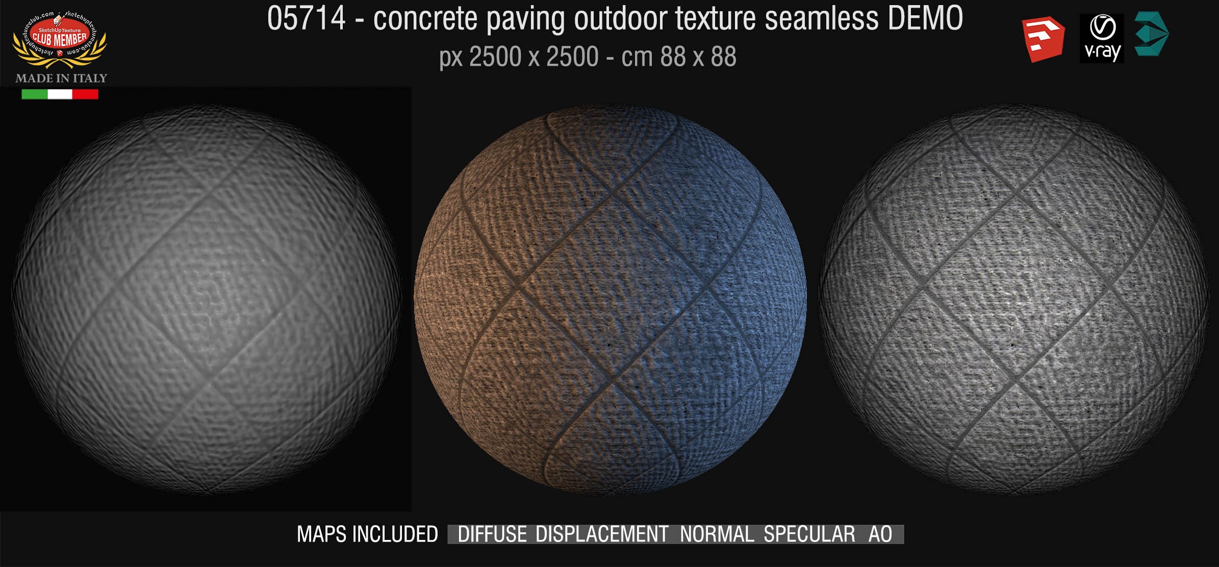 05714 HR Paving outdoor concrete regular block texture + maps DEMO