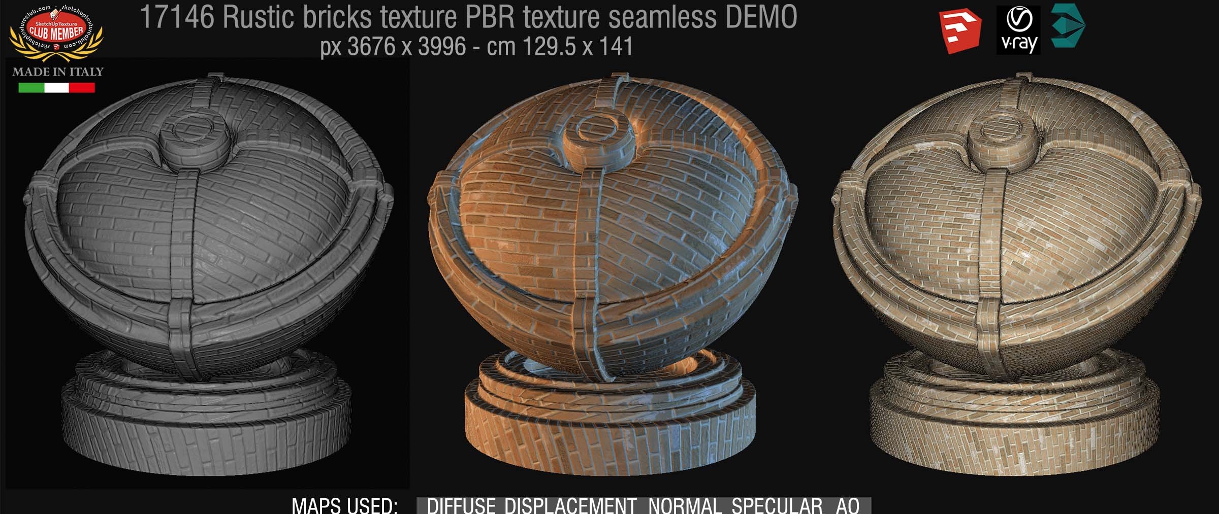 17146 Rustic bricks PBR texture seamless DEMO