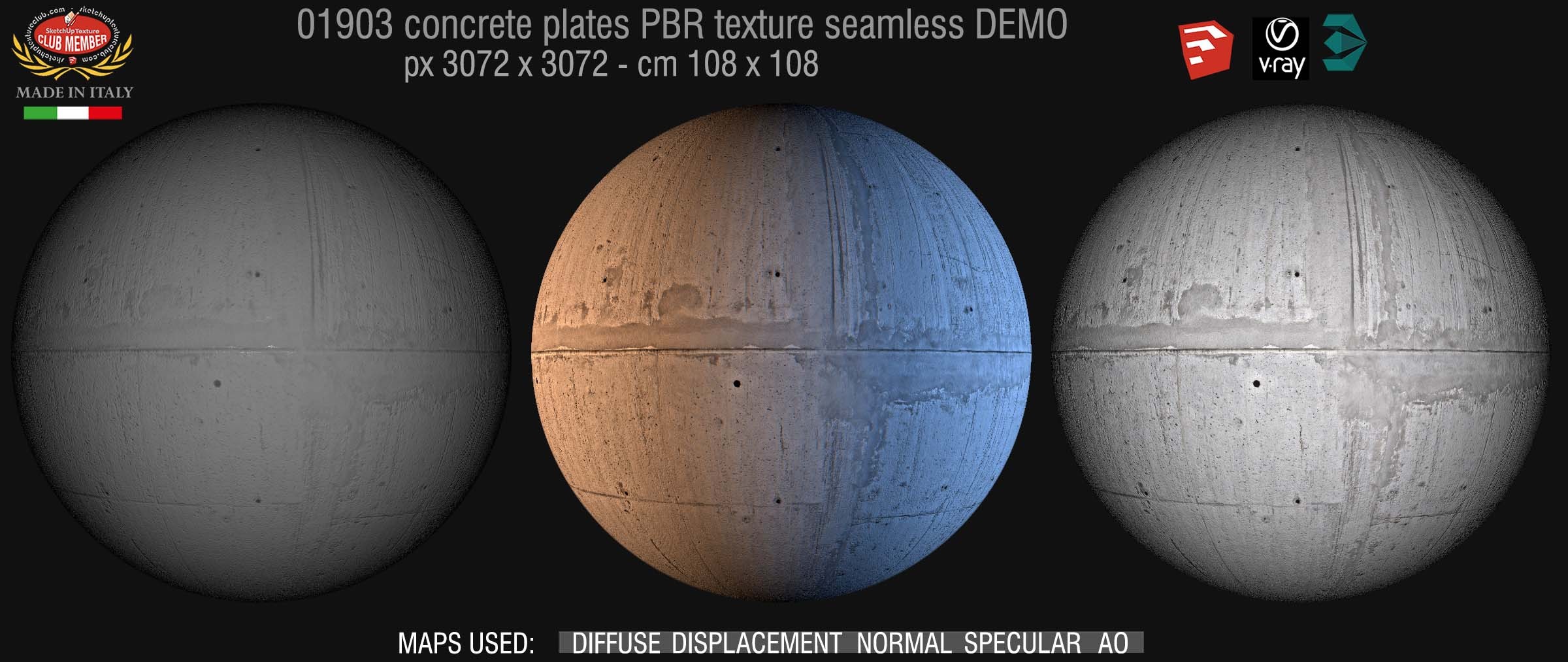 01903 Tadao ando concrete dirty plates PBR seamless texture DEMO