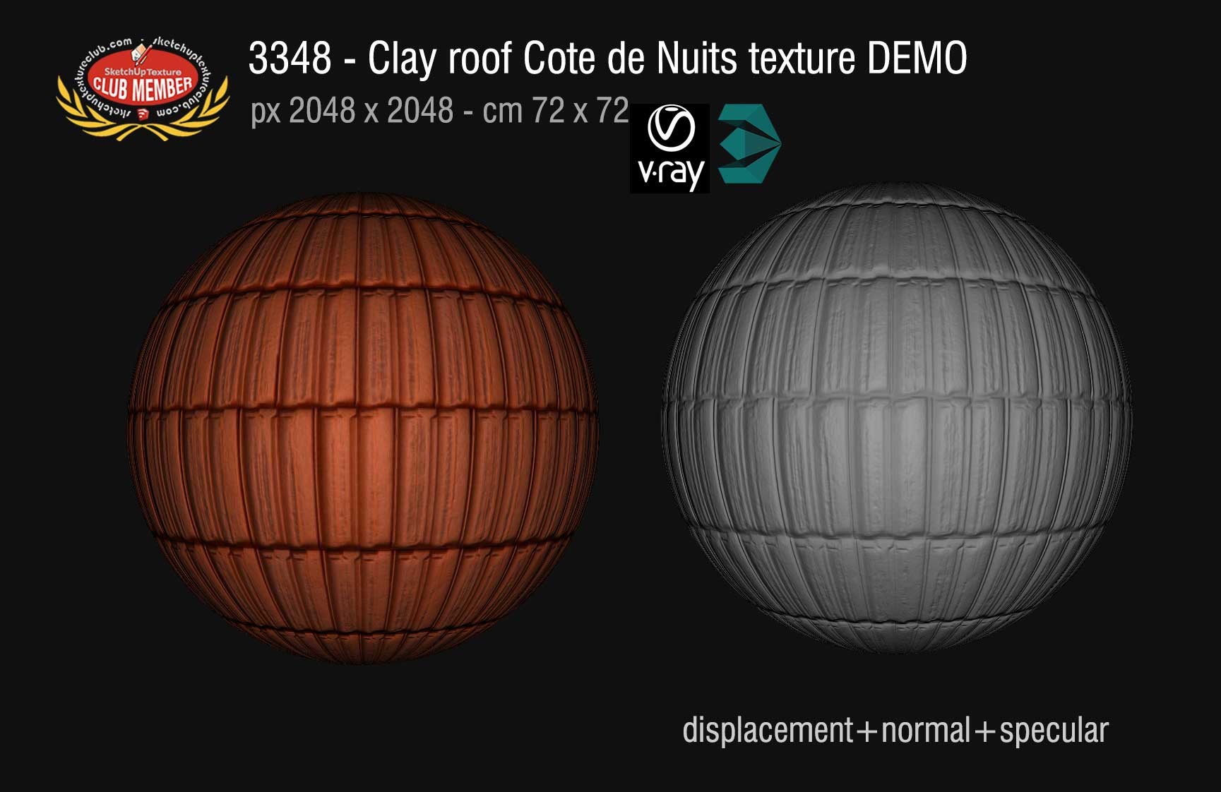 03348 Clay roofing Cote de Nuits texture + maps DEMO