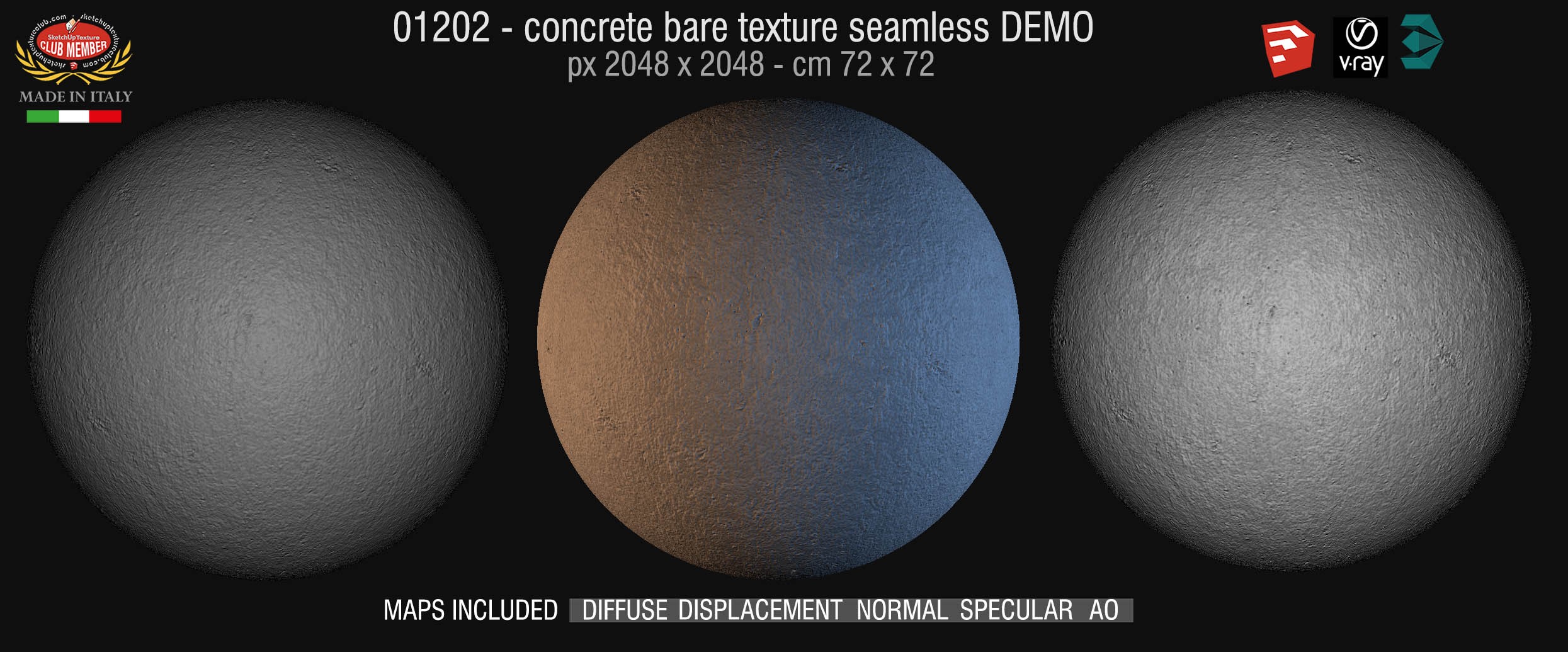 01202 HR Concrete bare texture + maps DEMO