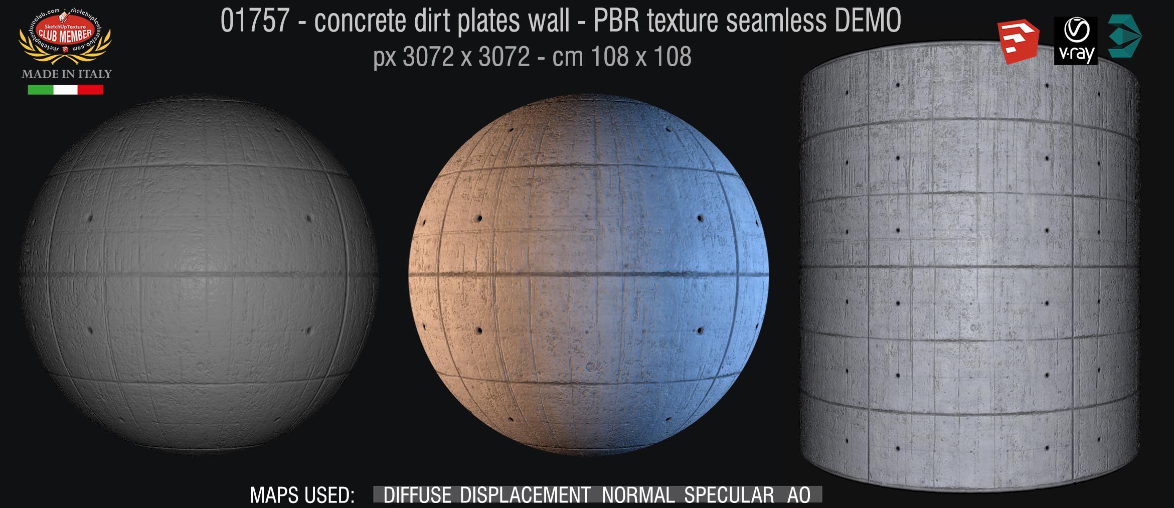 01757 concrete dirt plates wall PBR texture seamless DEMO