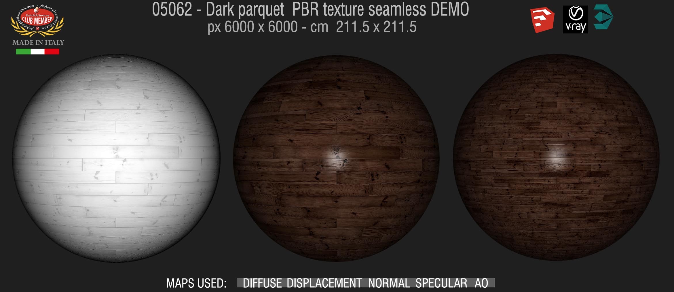 05062 Dark parquet PBR texture seamless DEMO