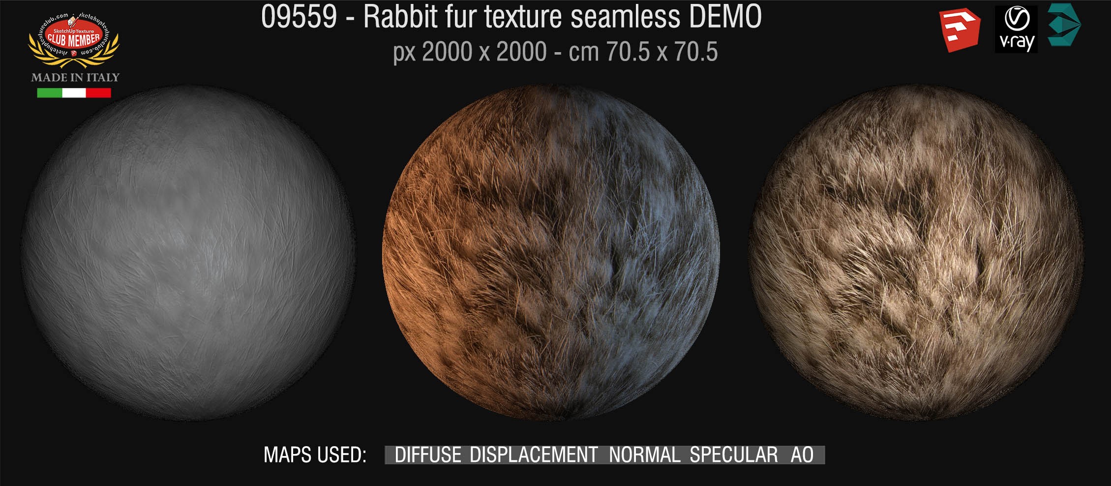 09559 HR Rabbit fur texture seamless+ maps DEMO