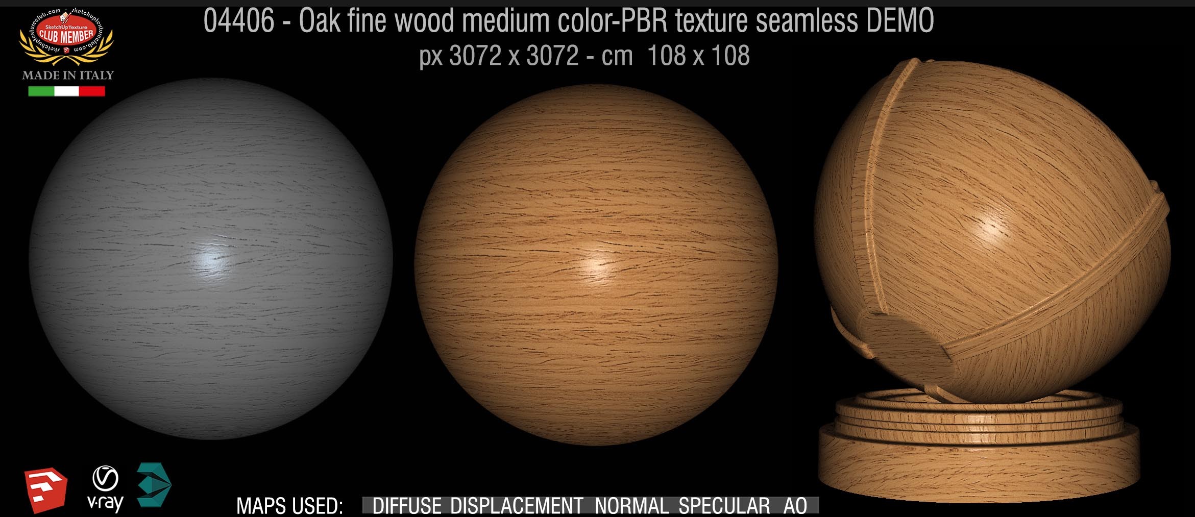 04406 Oak fine wood medium color-PBR texture seamless DEMO