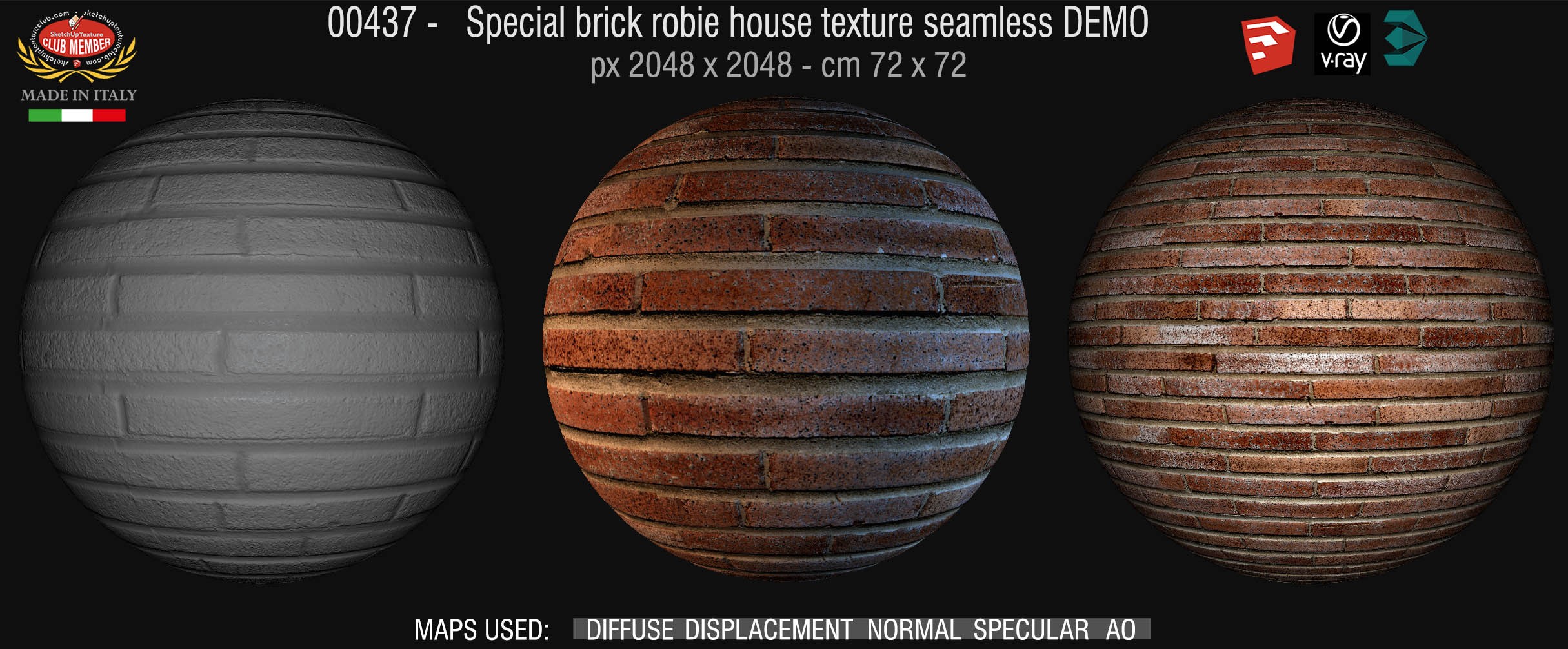 00437 special brick robie house texture seamless + maps DEMO