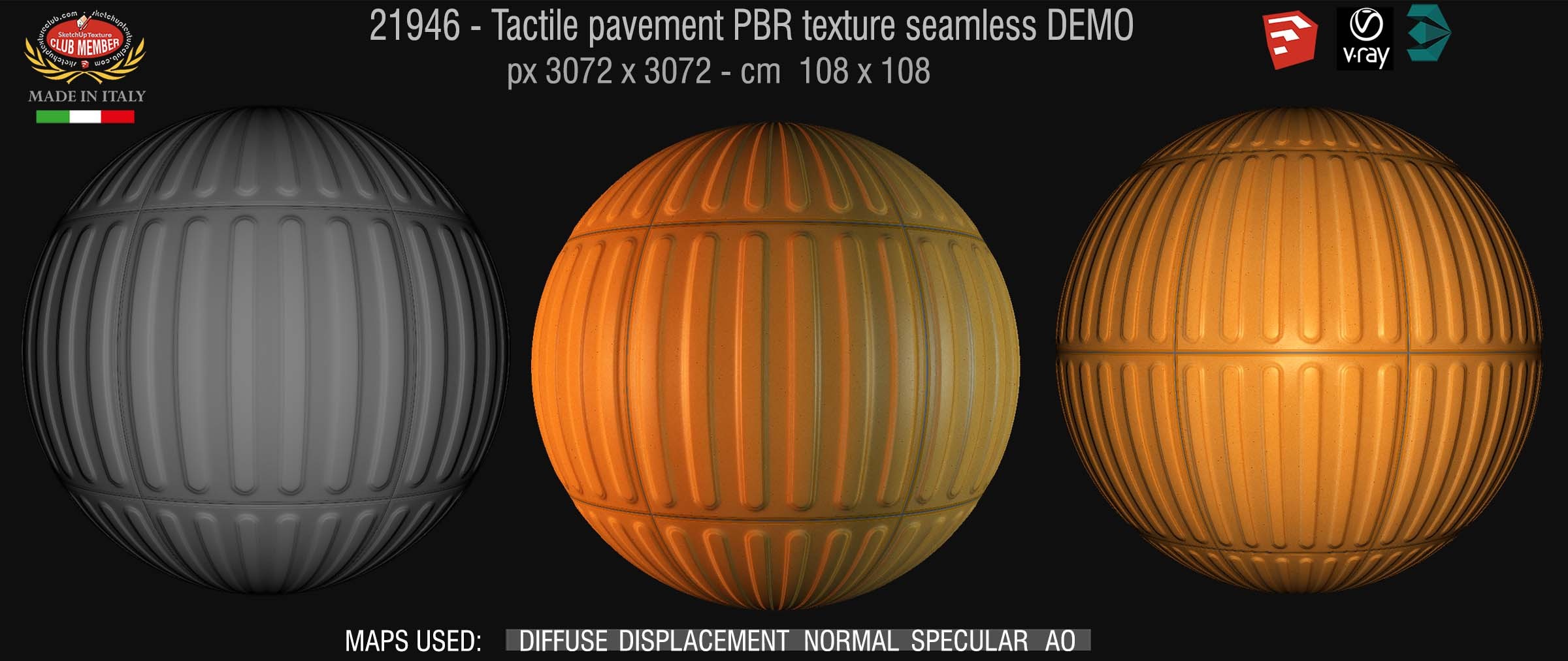 21947 Tactile pavement PBR texture seamless DEMO