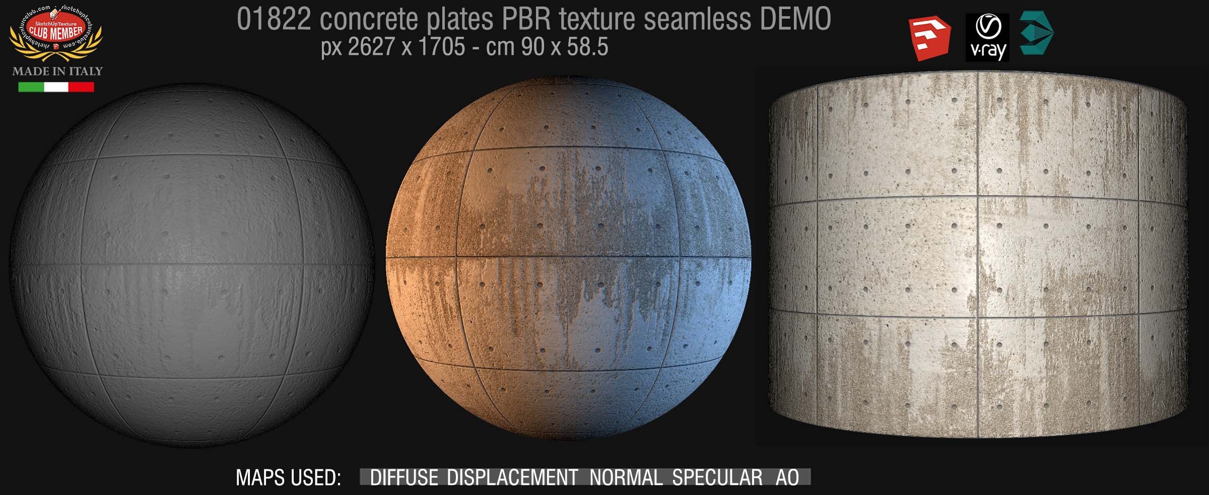 01822 Tadao Ando concrete plates PBR texture seamless DEMO