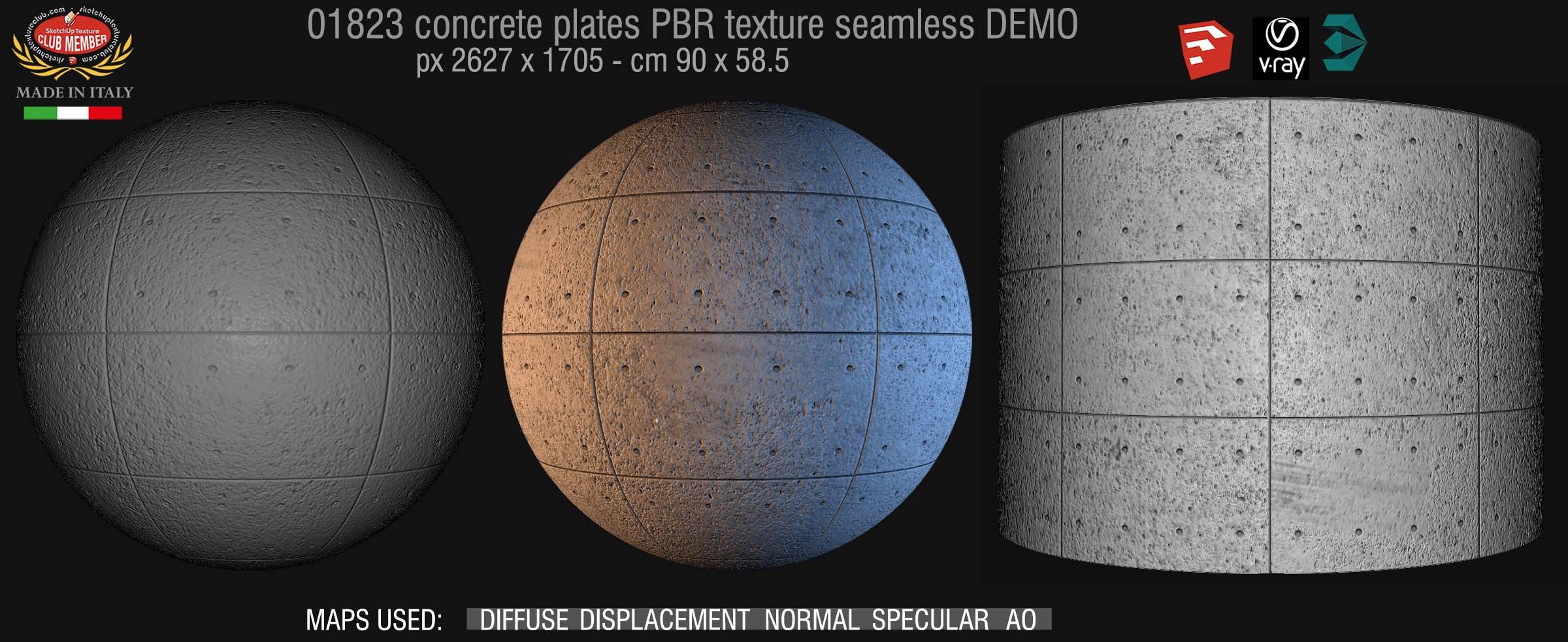 01823 Tadao Ando concrete plates PBR texture seamless DEMO