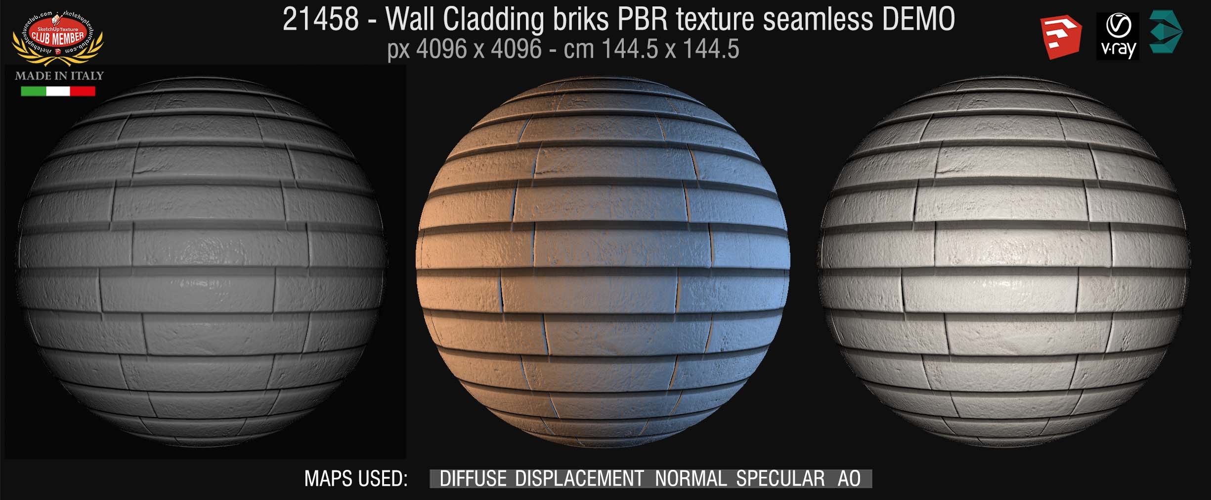 21458 Wall cladding bricks PBR texture seamless DEMO