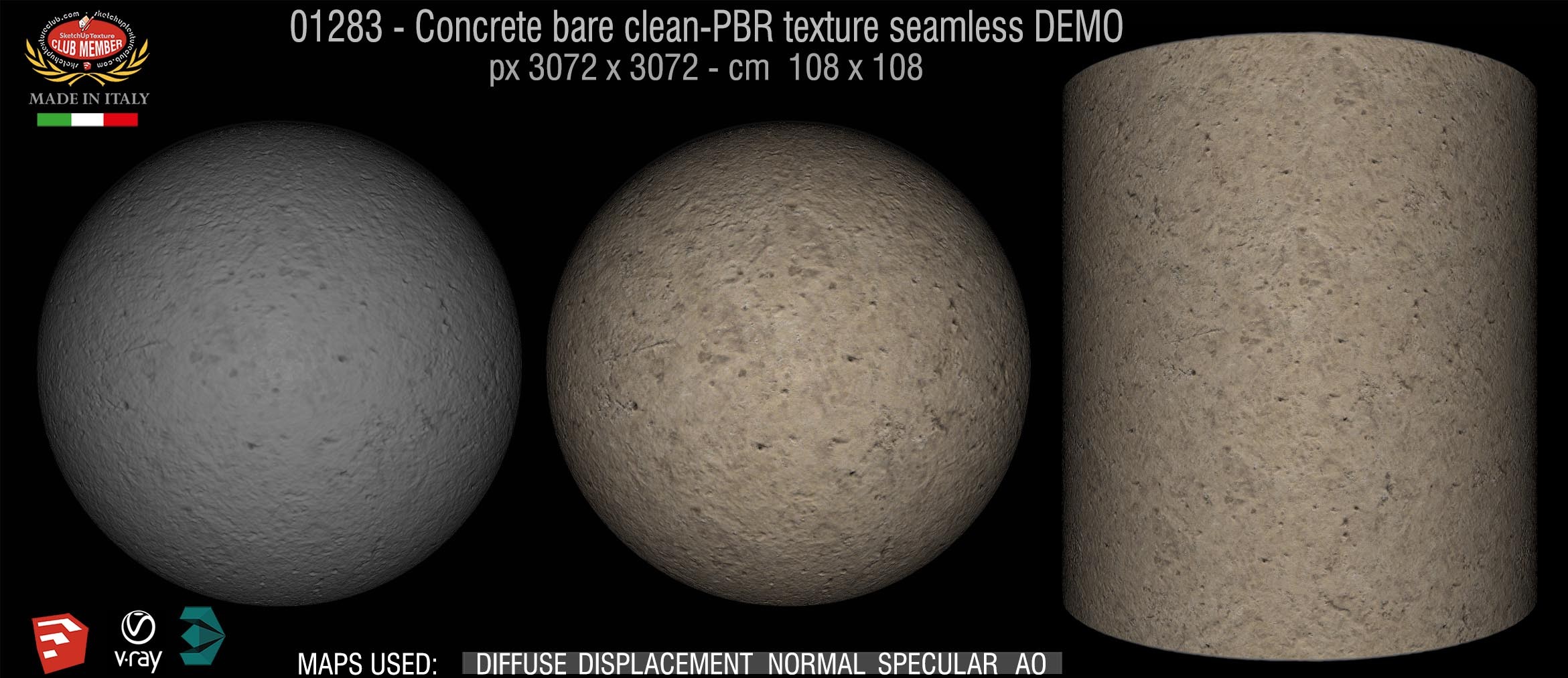 01283 Concrete bare clean-PBR texture seamless DEMO