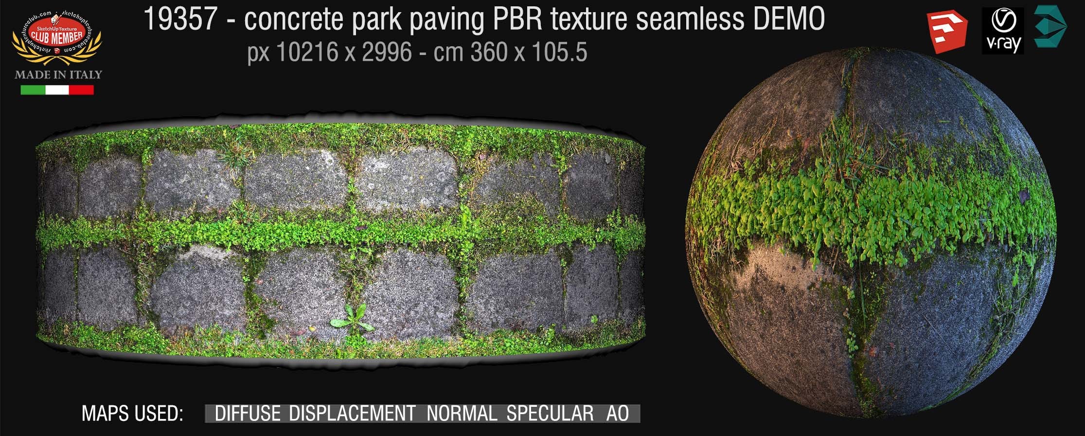 19357 Concrete park paving PBR texture seamless