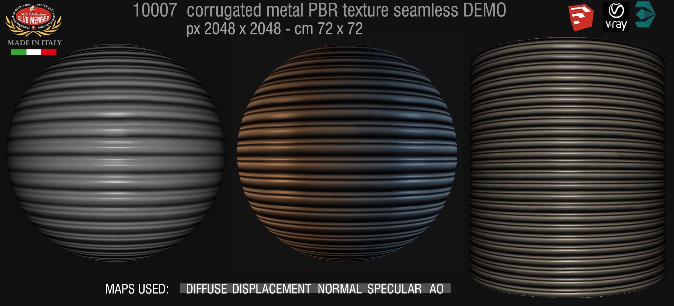 10007 Corrugated metal PBR texture seamless DEMO