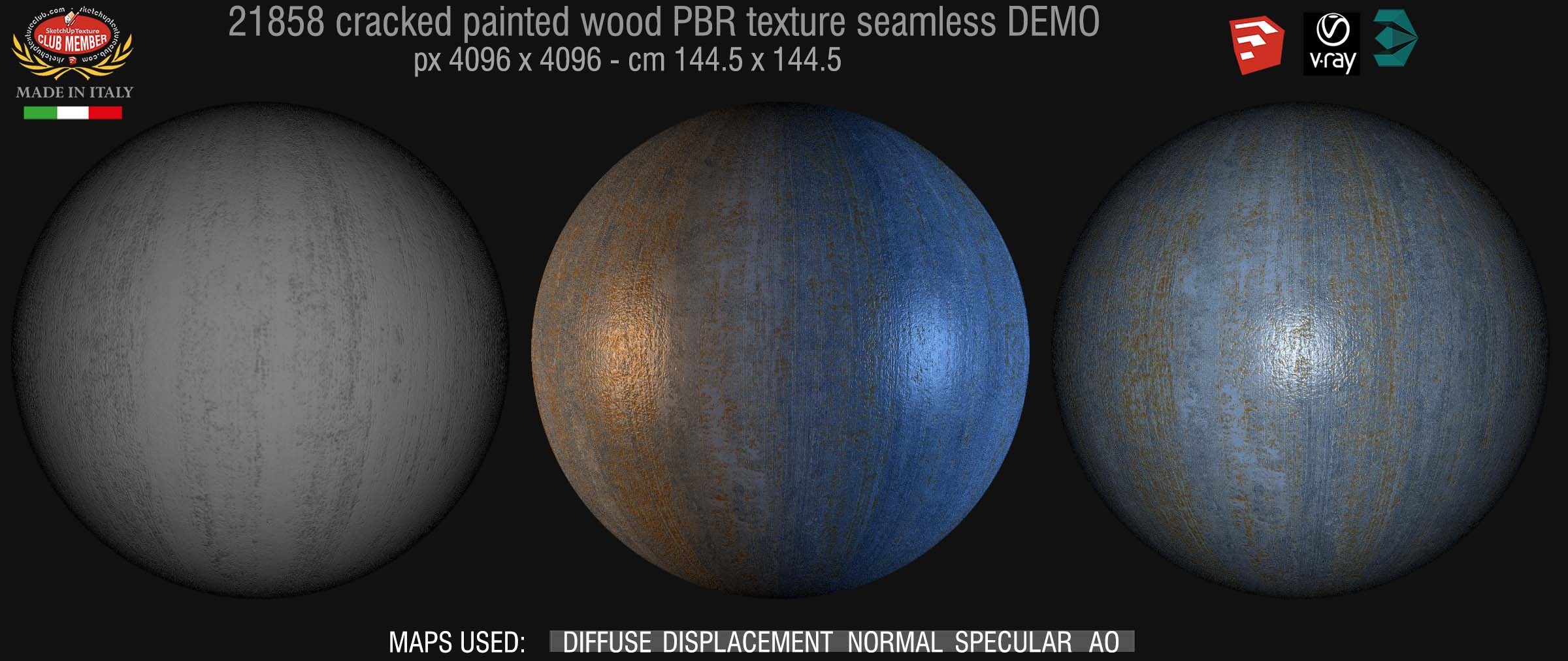 21858 cracked painted wood PBR texture seamless DEMO