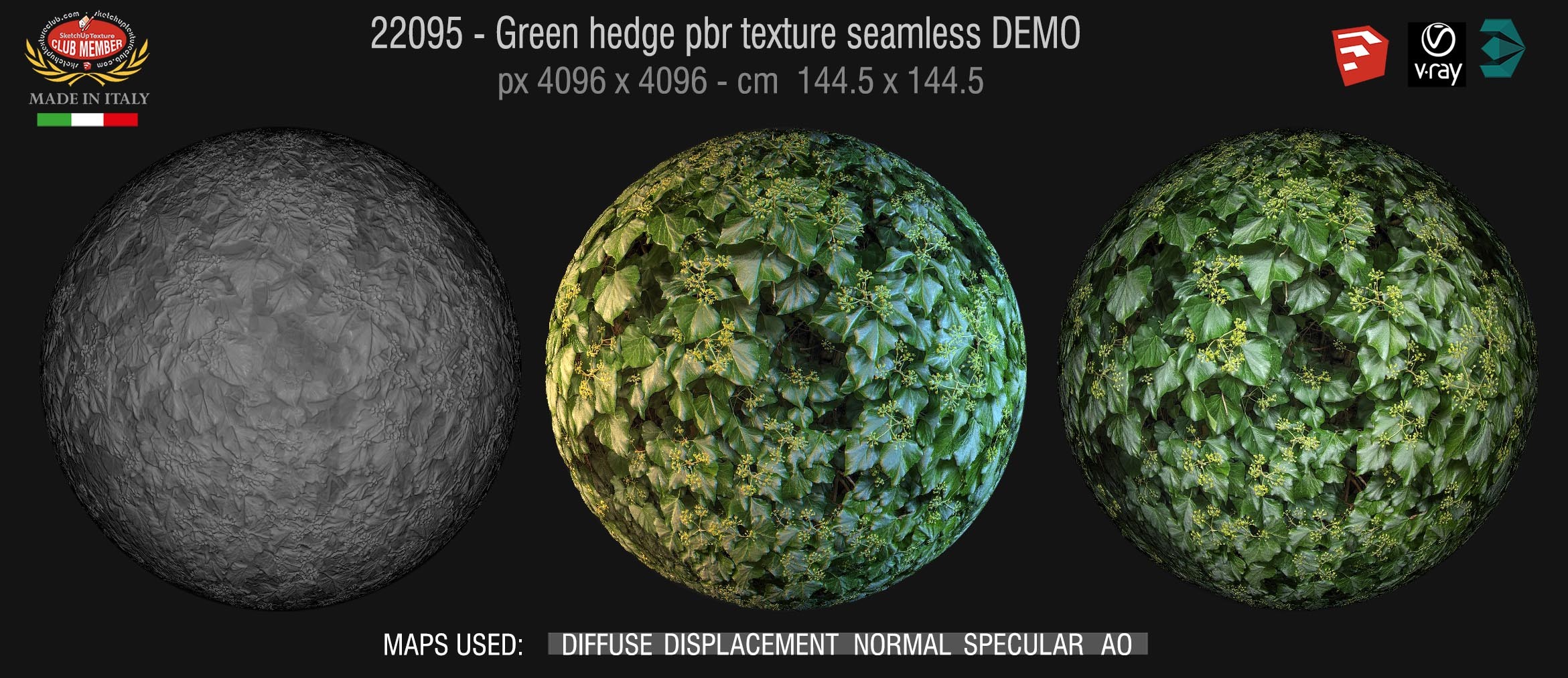 22095/90 green hedge PBR texture seamless demo