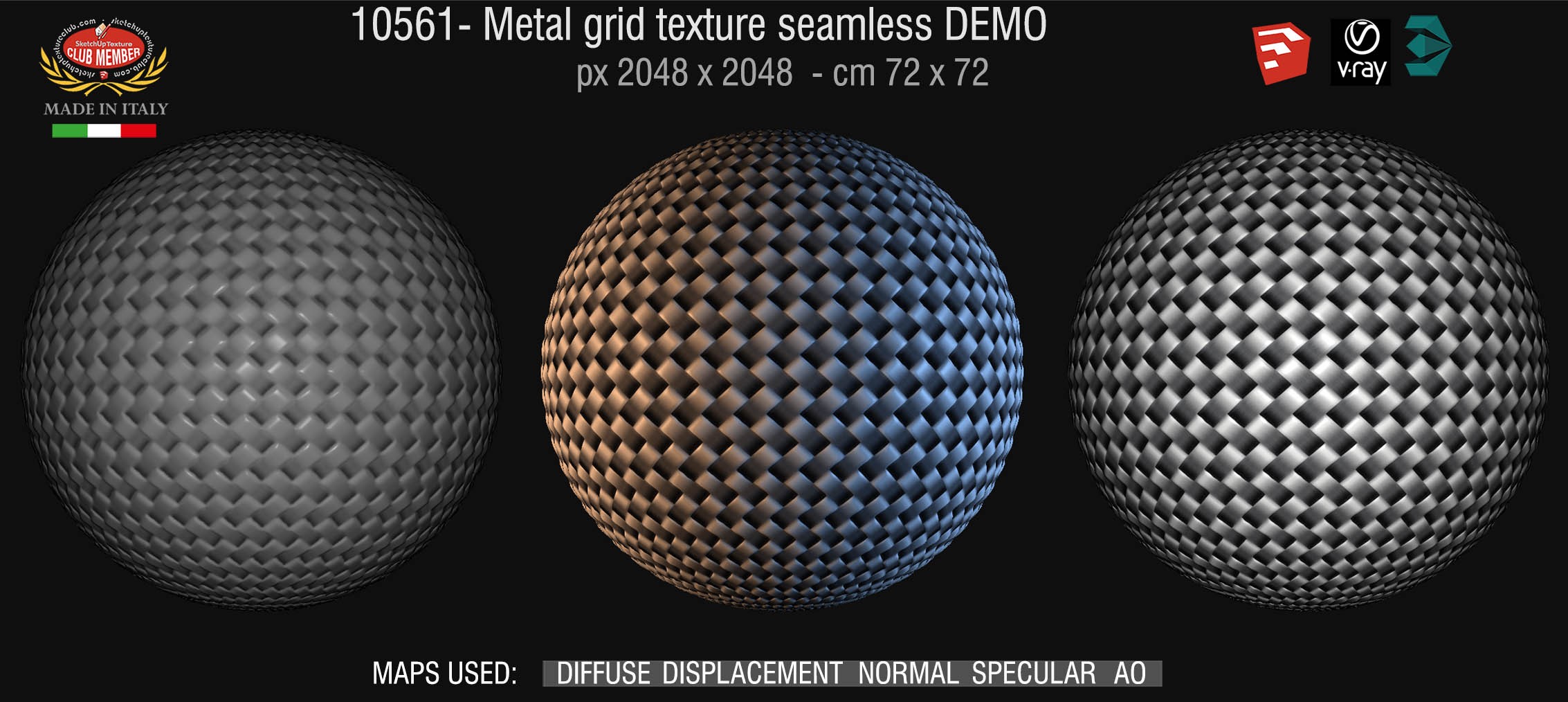 10561 HR Metal grid texture seamless + maps DEMO