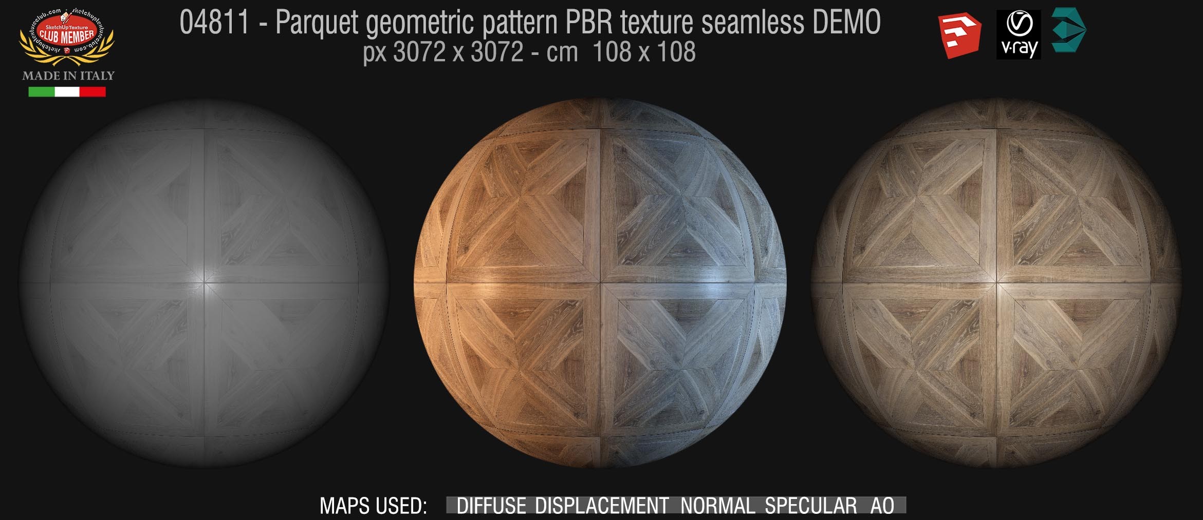 04811 Parquet geometric pattern PBR texture seamless DEMO