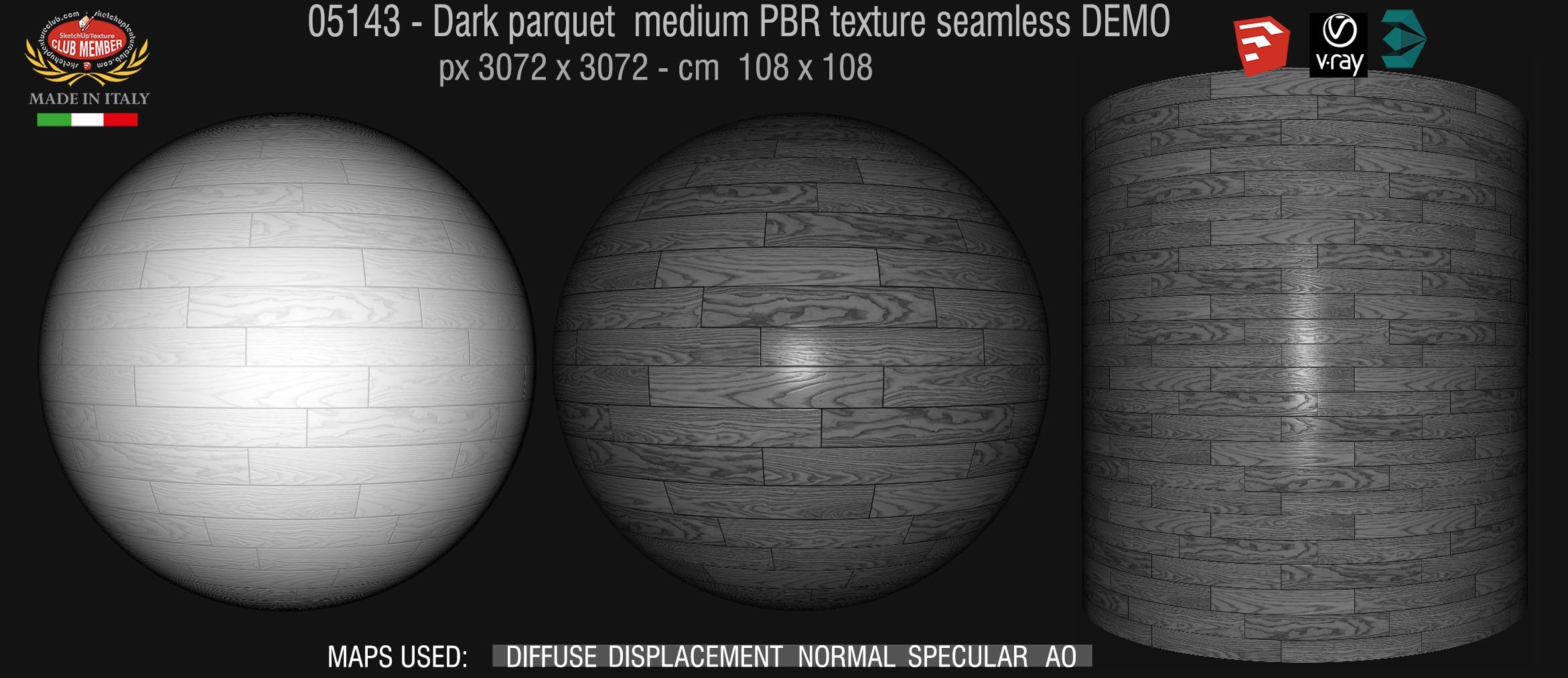 05143 Dark parquet PBR texture seamless DEMO