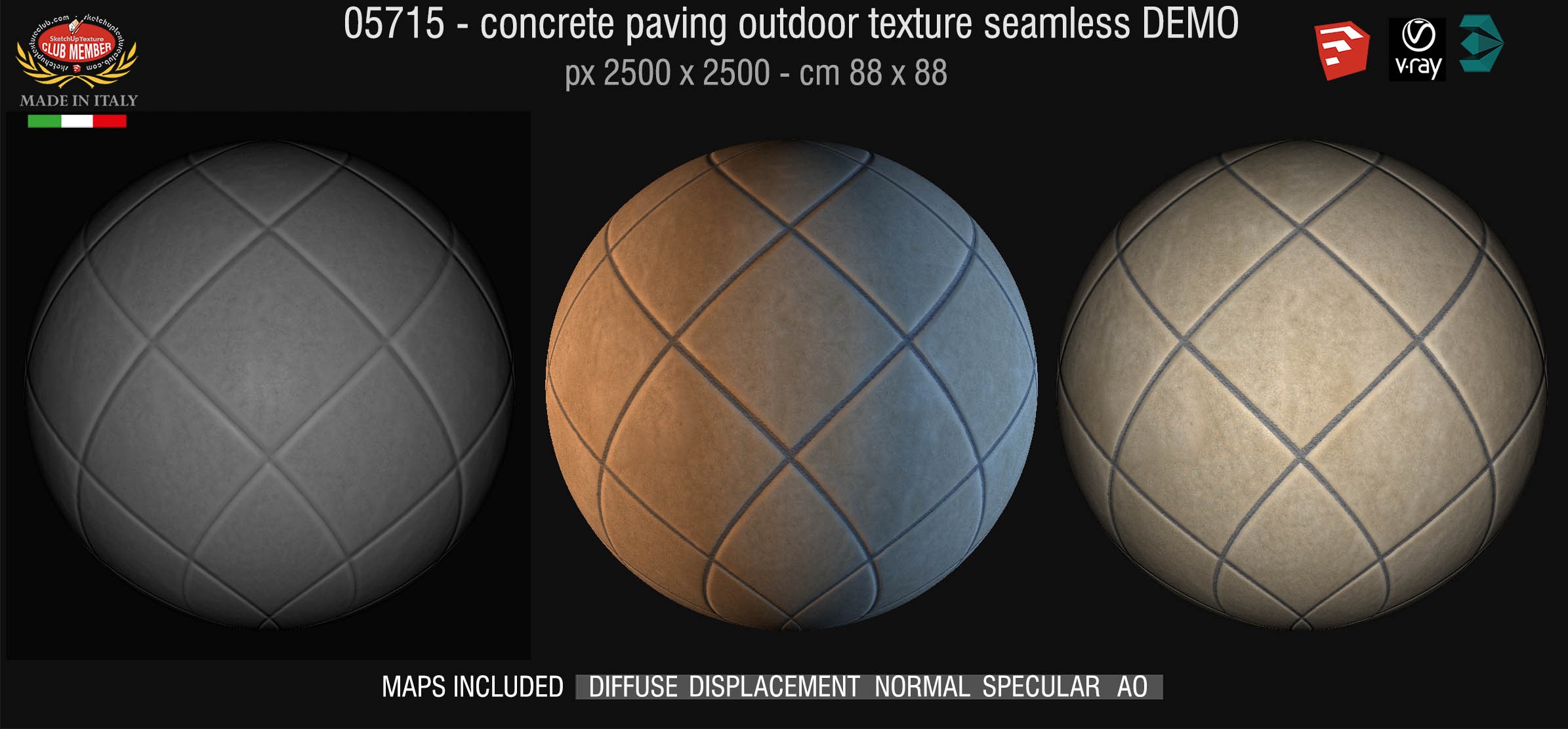 05715 HR Paving outdoor concrete regular block texture + maps DEMO