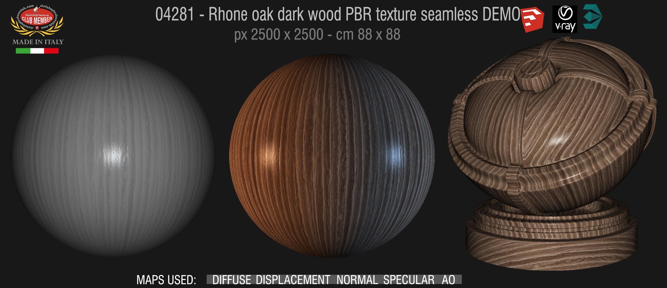 04281 Rhone oak dark wood PBR texture seamless DEMO