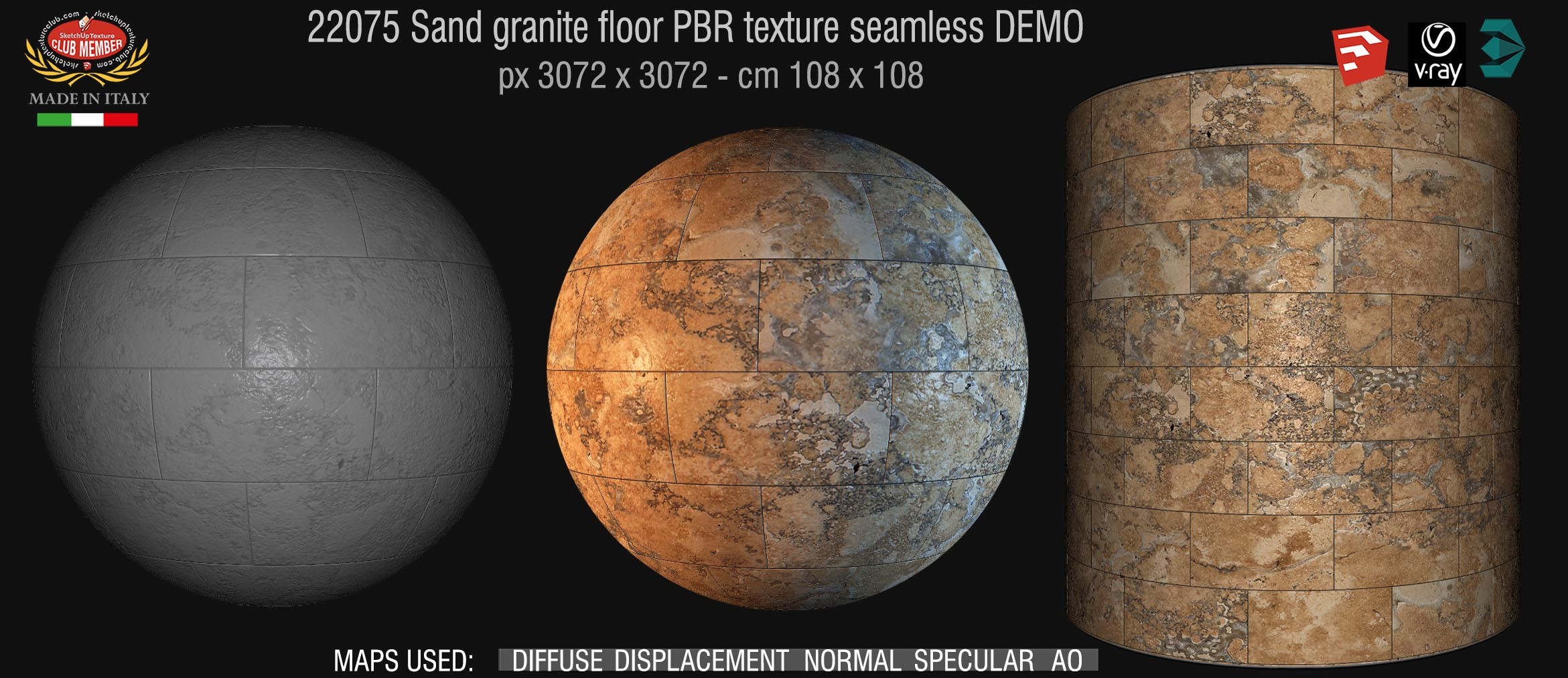 22075 Sand Granite floor PBR texture seamless DEMO