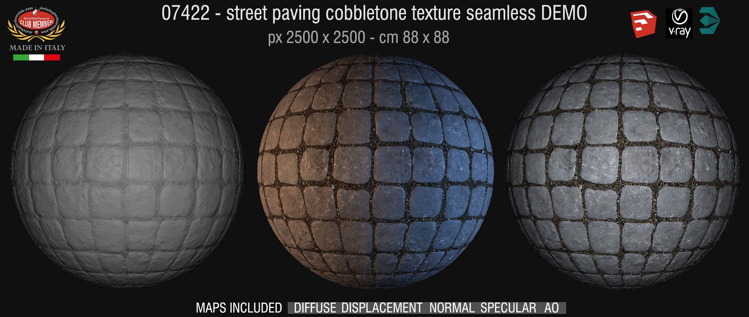 07422 HR Street paving cobblestone texture + maps DEMO