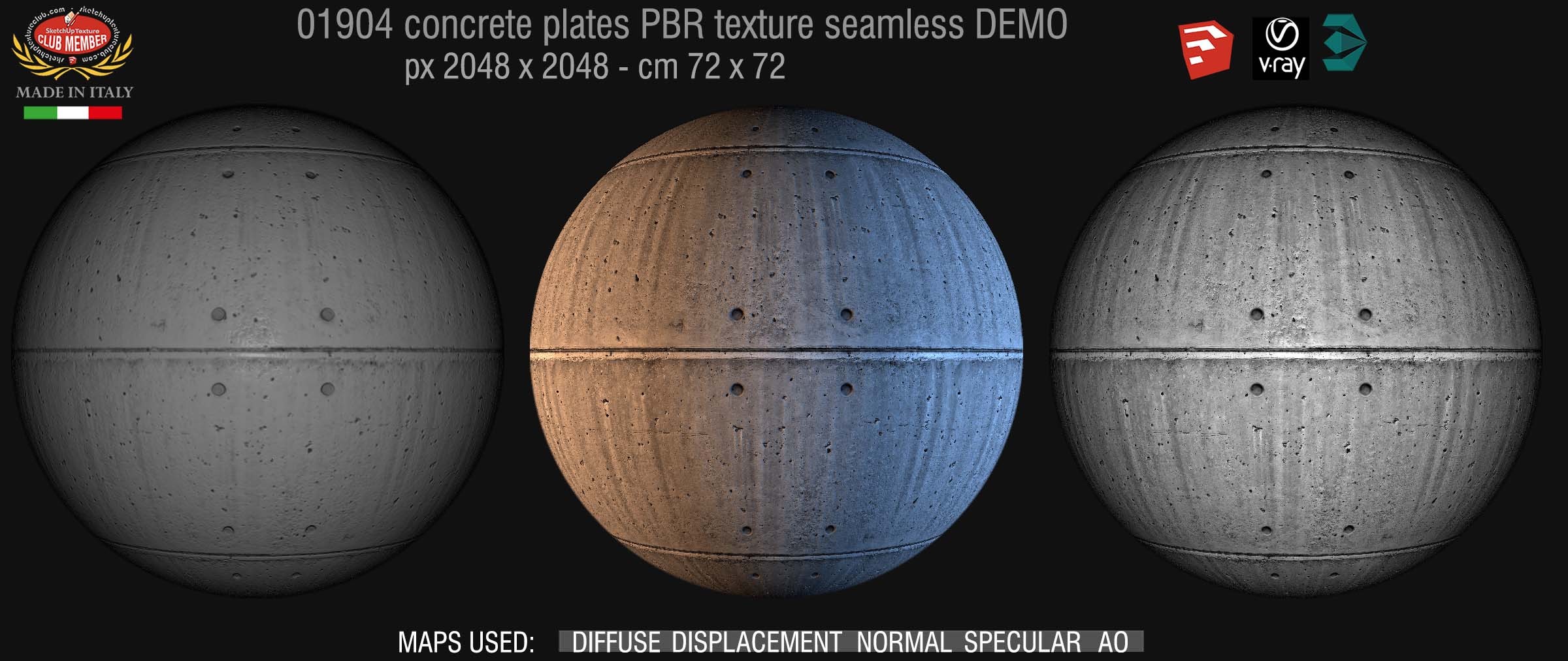 01904 Tadao ando concrete dirty plates PBR seamless texture DEMO
