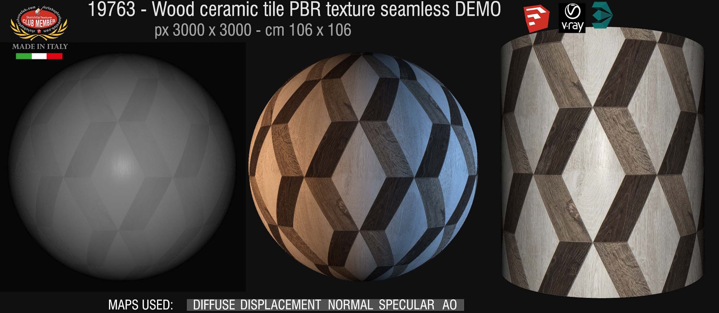 19763 9 wood ceramic tile PBR texture seamless DEMO