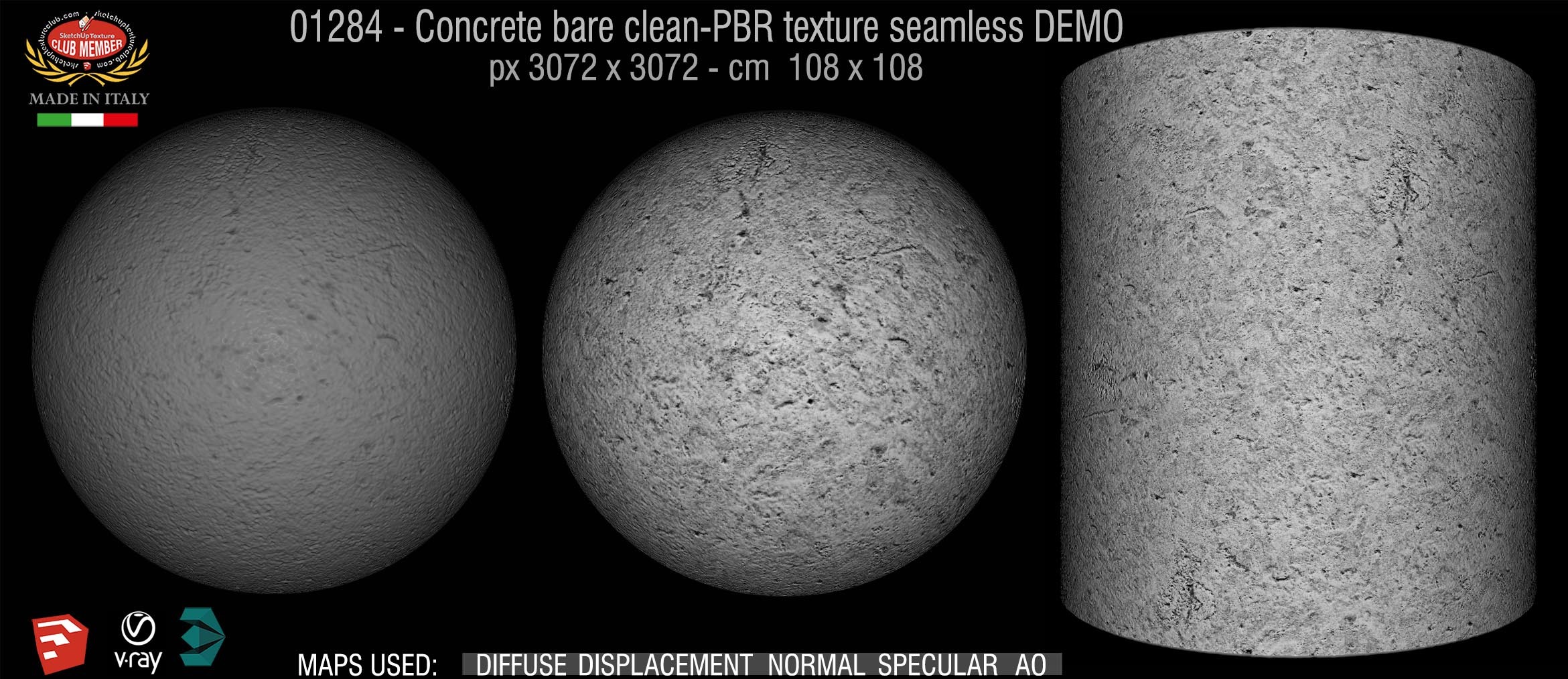01284 Concrete bare clean-PBR texture seamless DEMO