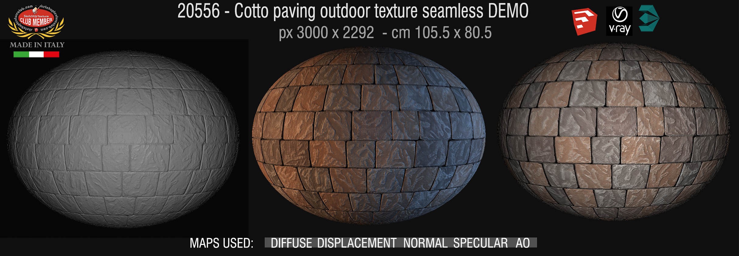 20556 - Cotto paving outdoor textureseamless + maps  DEMO