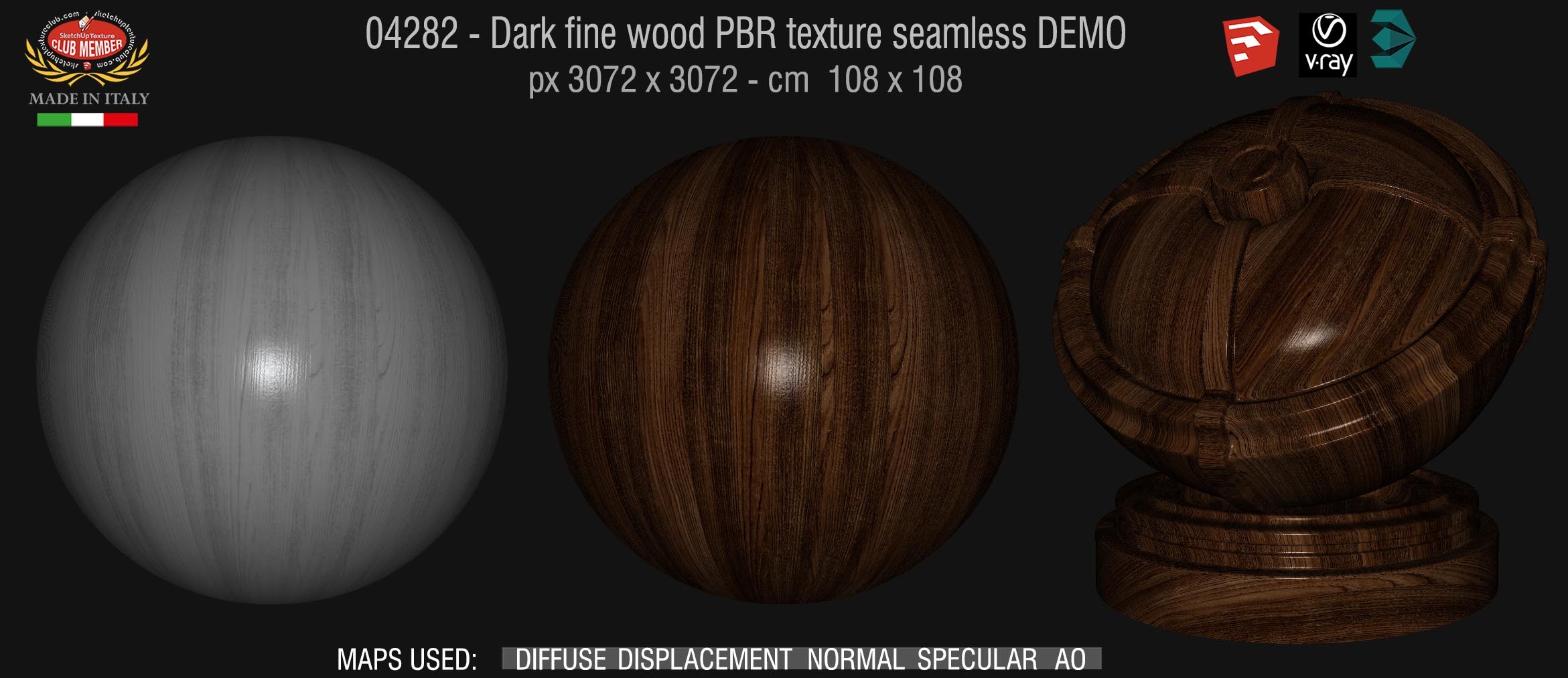 04282 Dark fine wood PBR texture seamless DEMO