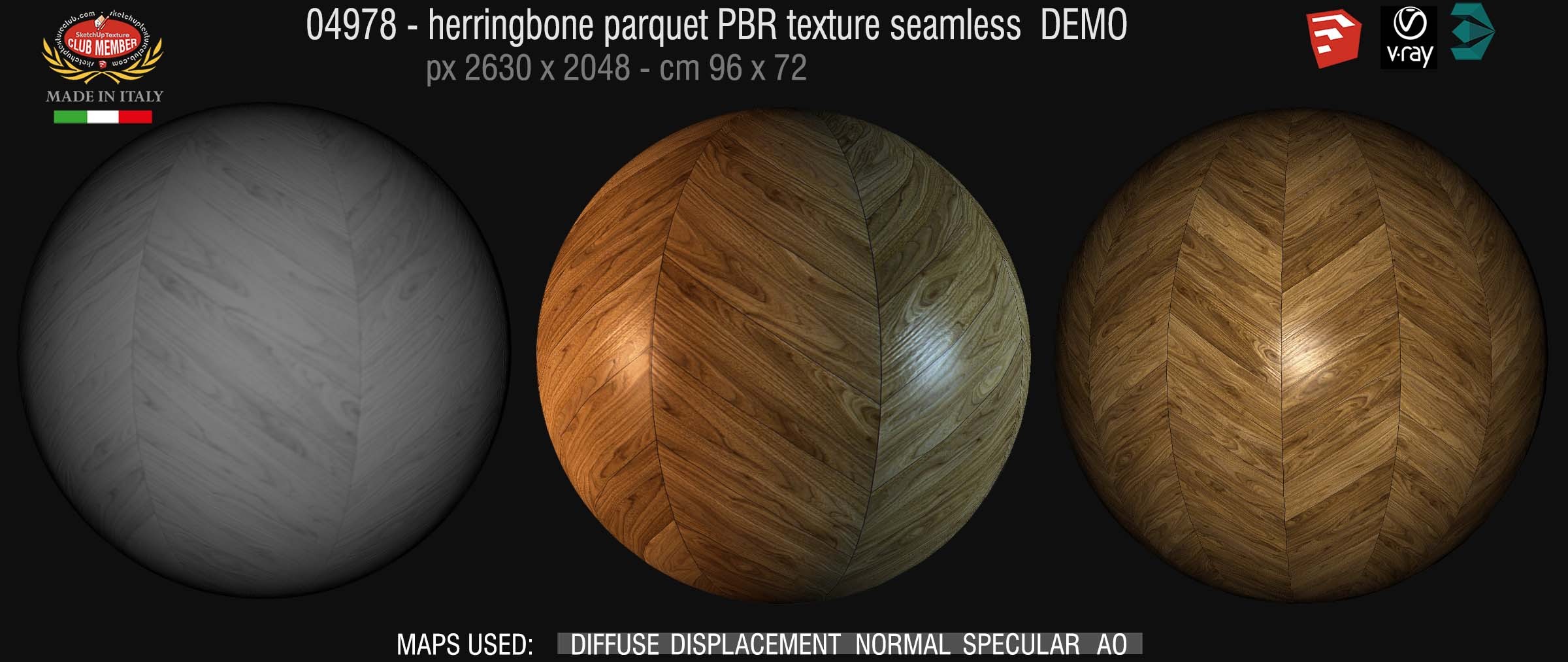 04977 Herringbone parquet PBR texture seamless DEMO