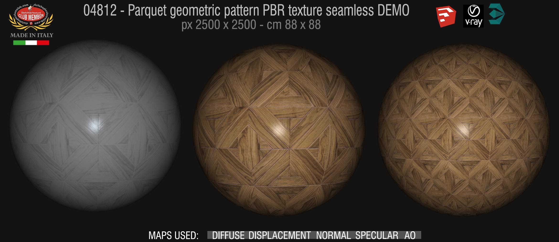 04812 Parquet geometric pattern PBR texture seamless DEMO