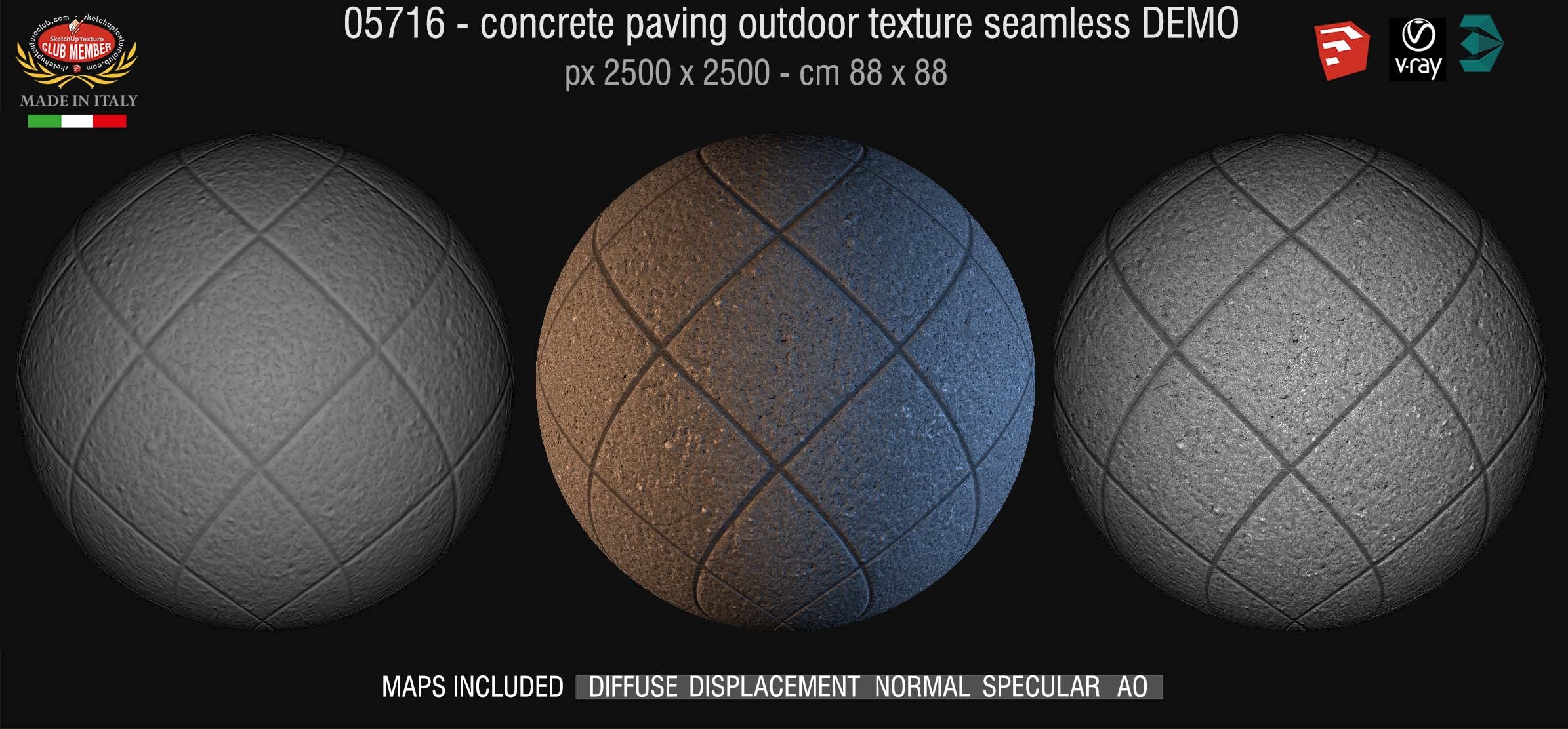 05716 HR Paving outdoor concrete regular block texture + maps DEMO