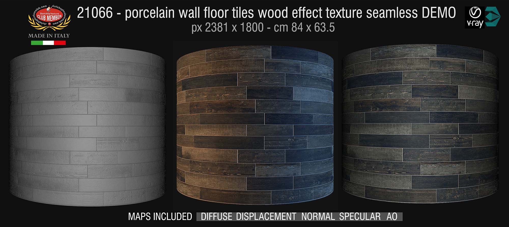 CLICK TO ENLARGE 21066 Porcelain wall floor tiles wood effect texture seamless + maps DEMO