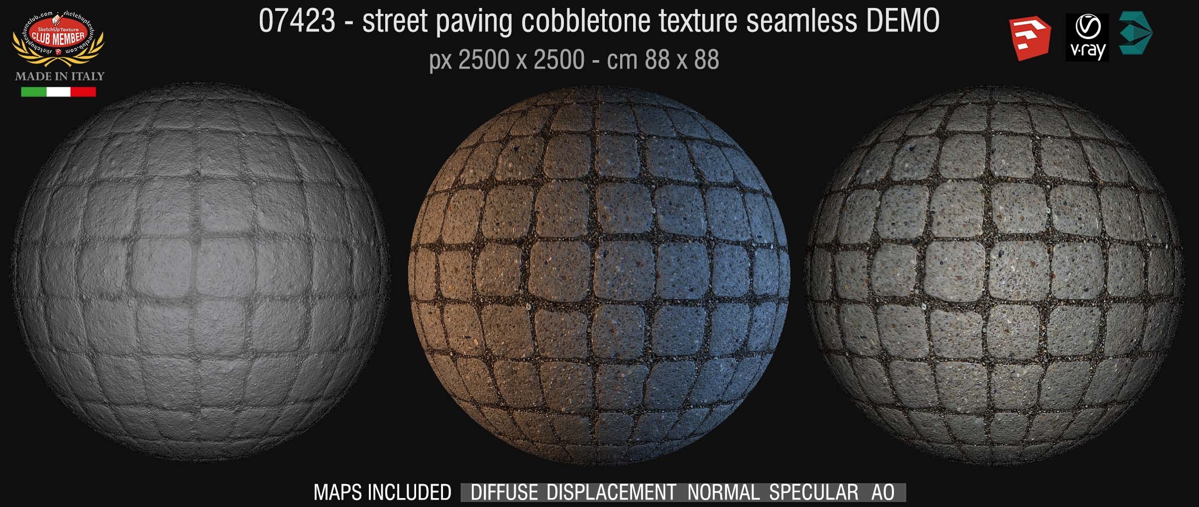 07423 HR Street paving cobblestone texture + maps DEMO