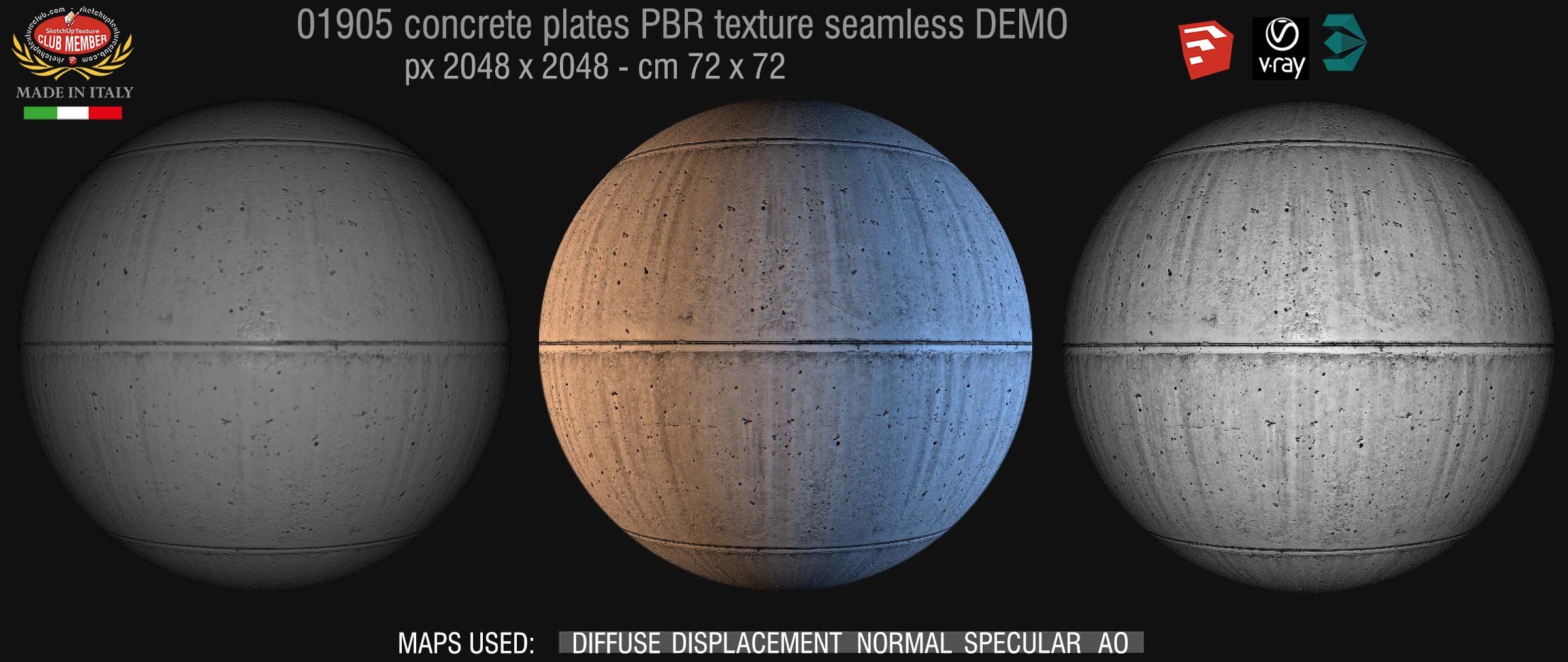 01905 Tadao ando concrete dirty plates PBR seamless texture DEMO