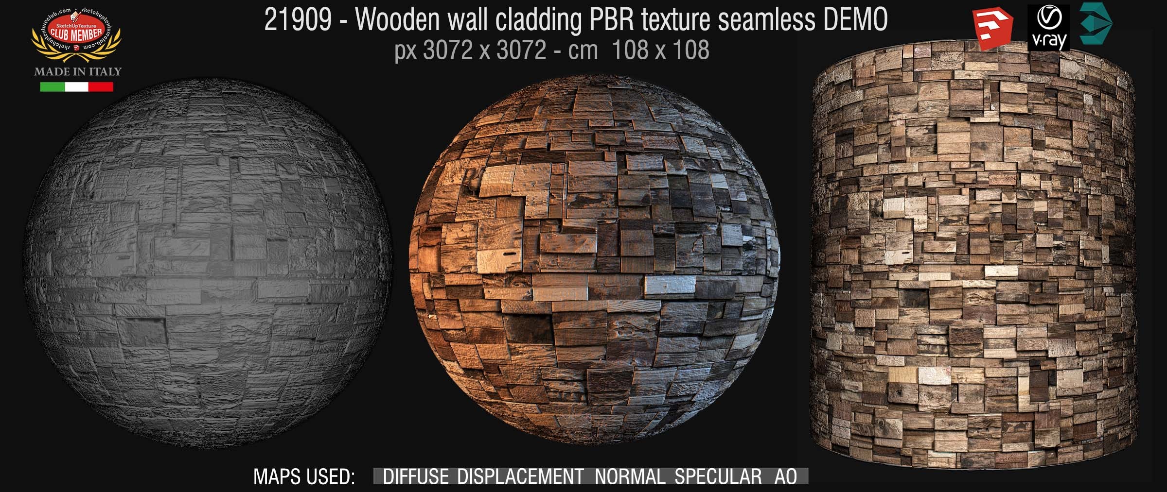 21909 Wooden wall cladding PBR texture seamless DEMO