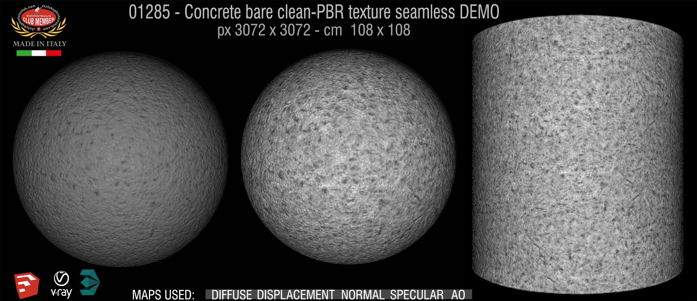 01285 Concrete bare clean-PBR texture seamless DEMO