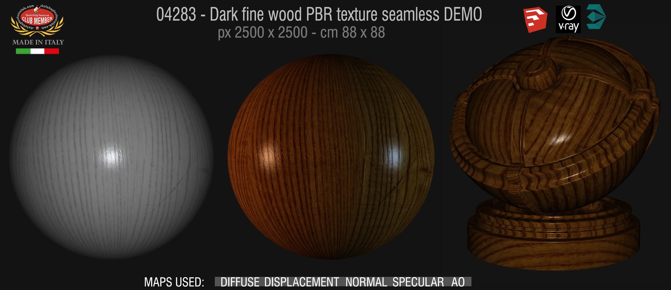 04283 Dark fine wood PBR texture seamless DEMO