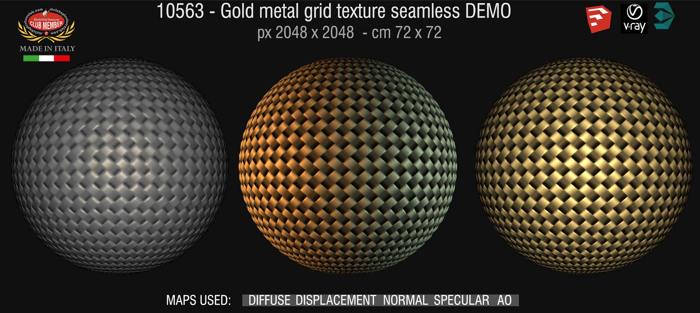 10563 HR Gold metal grid texture seamless + maps DEMO